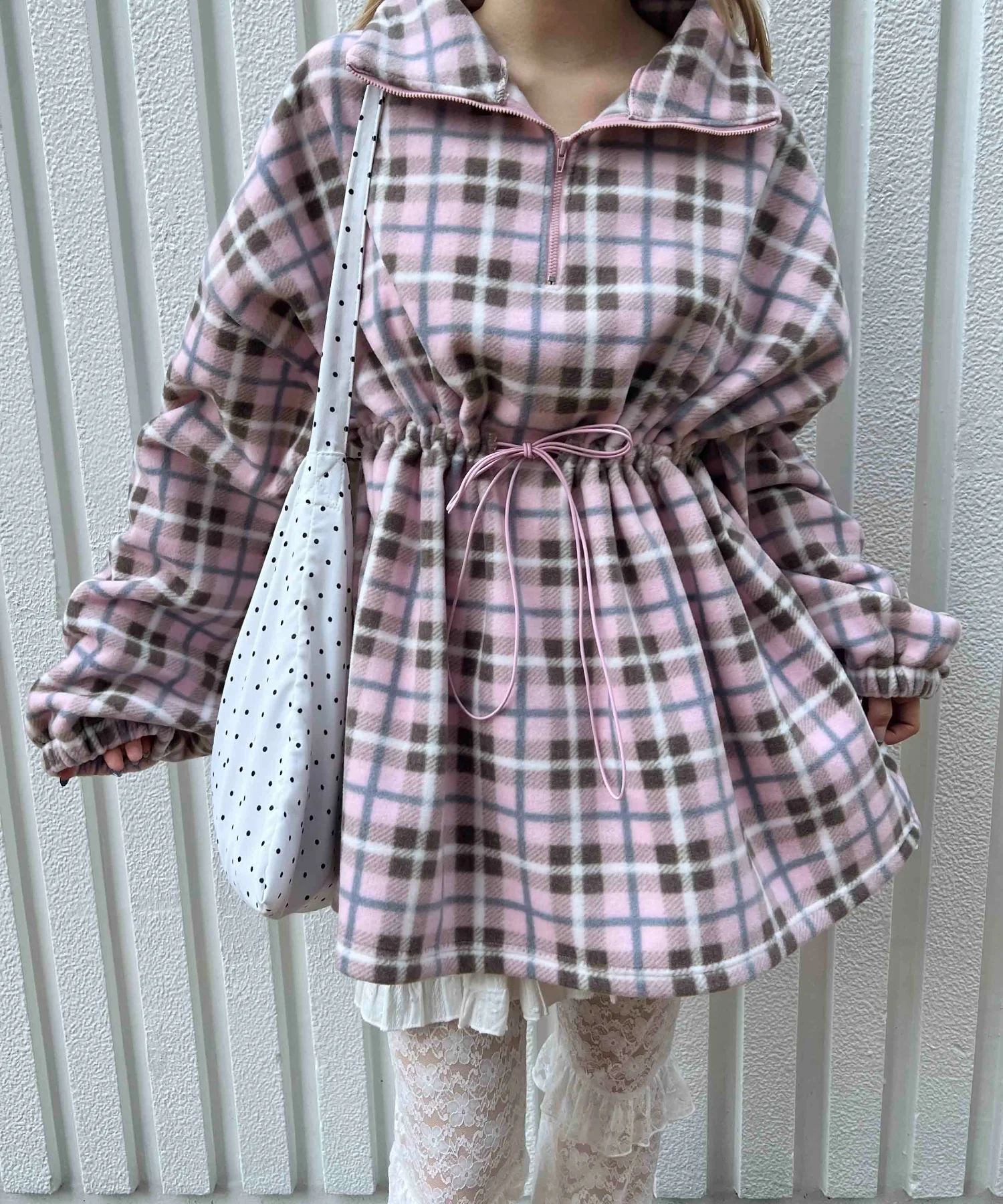 ハーフジップチェックフリースプルオーバー - Image 6