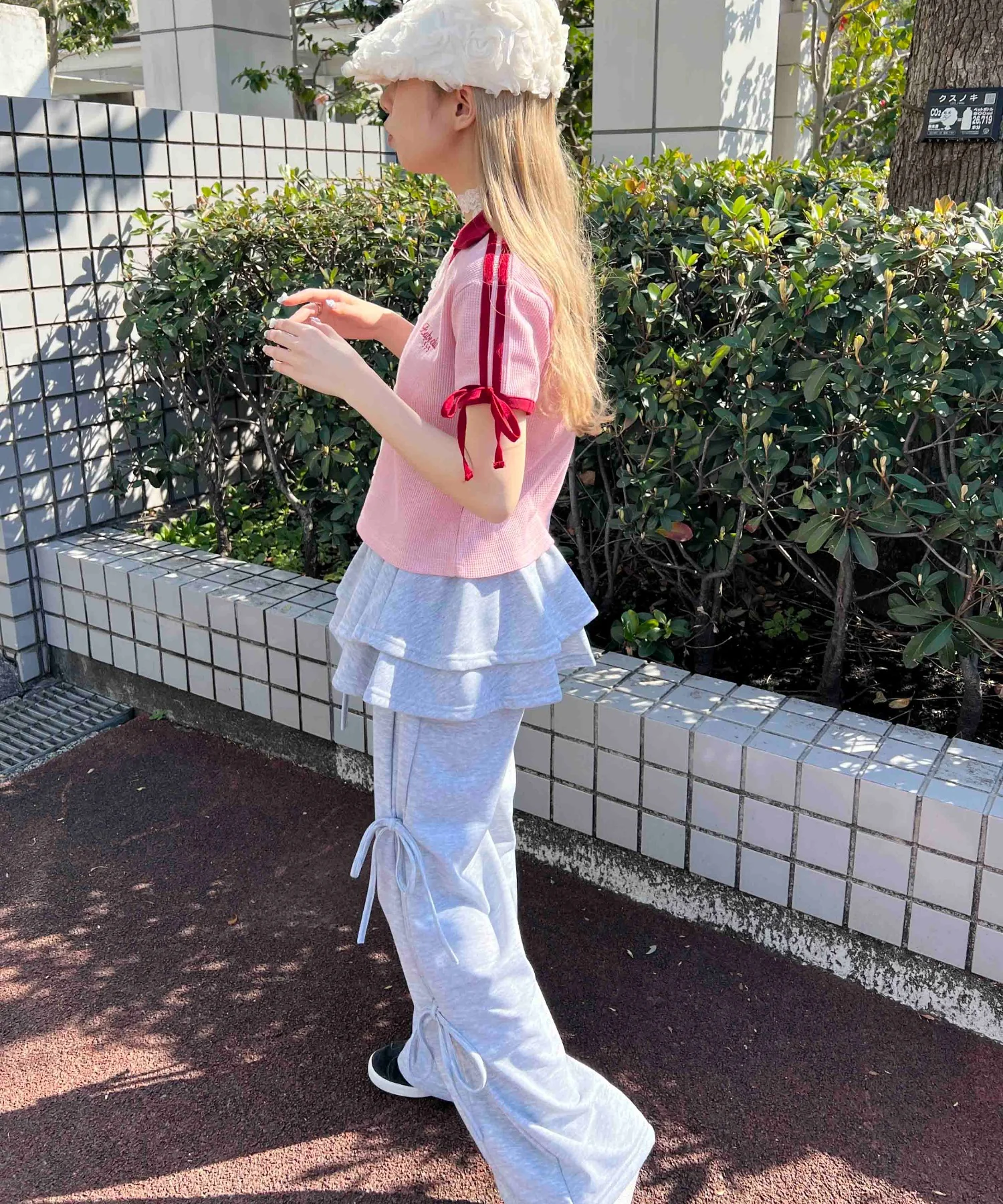 襟付きリボンワッフルTシャツ - Image 14