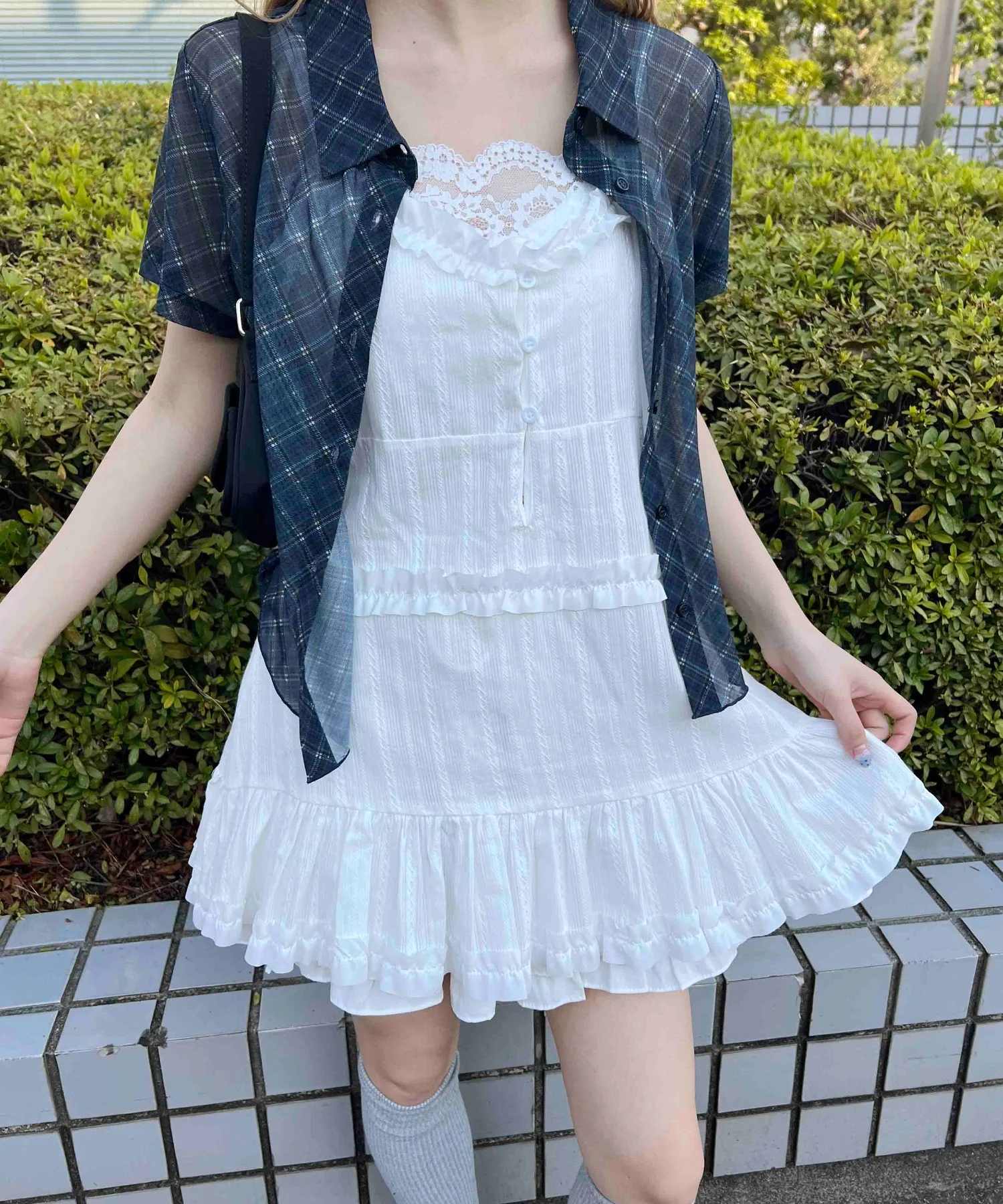 シアー半袖チェックシャツ - Image 4
