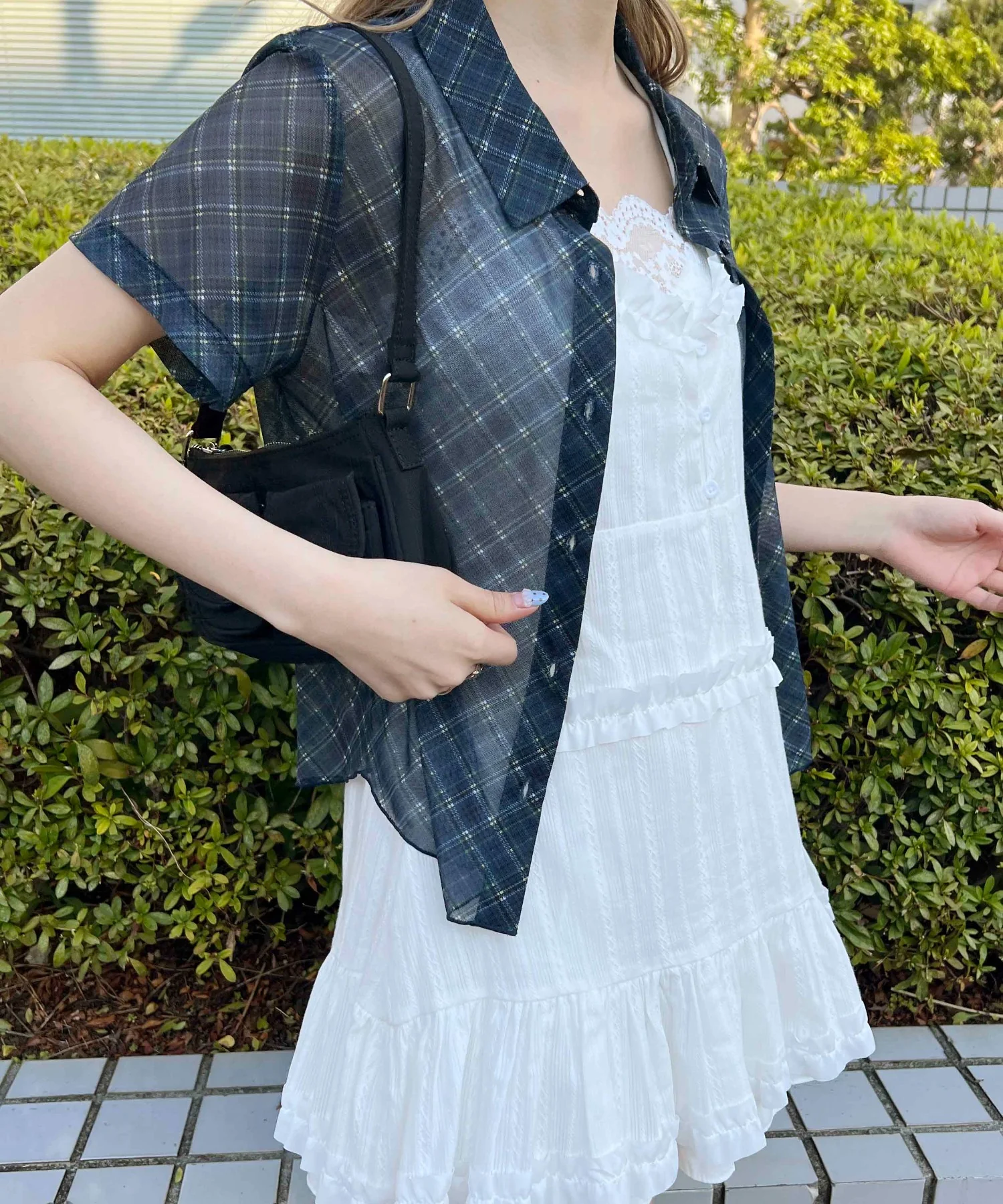 シアー半袖チェックシャツ - Image 5