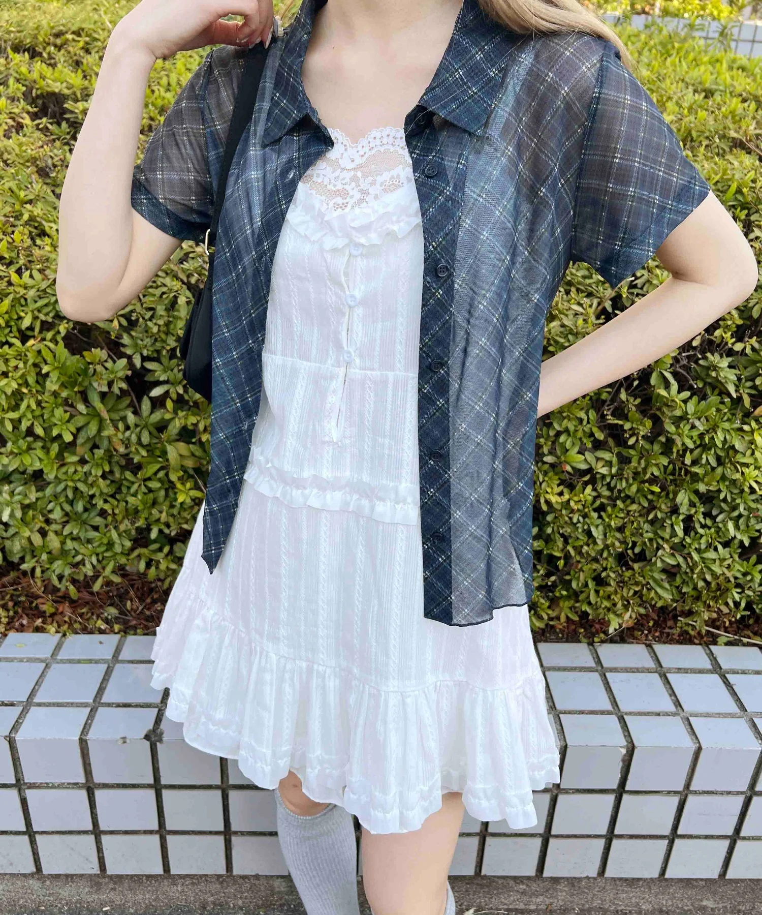 シアー半袖チェックシャツ - Image 6