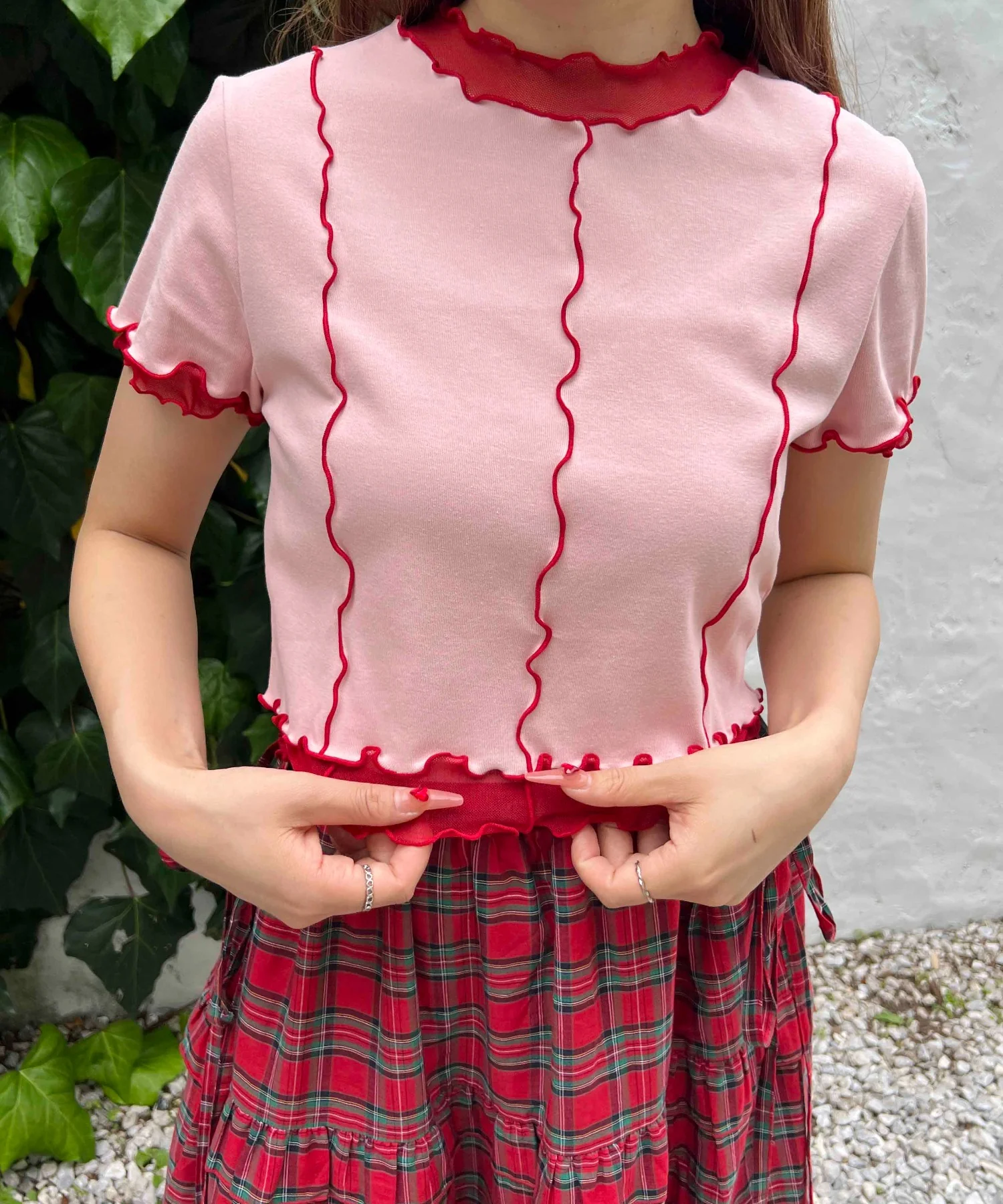 メッシュ切り替えメロウTシャツ - Image 4