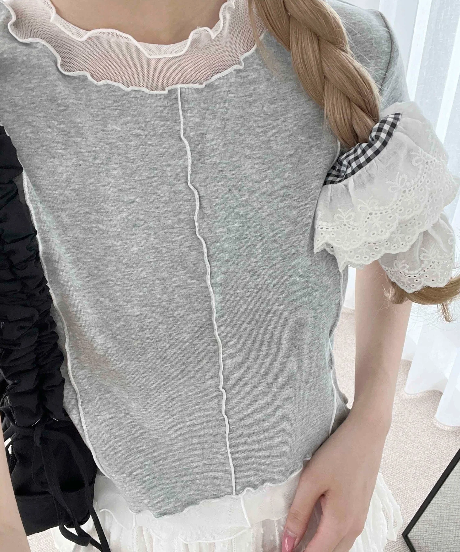 メッシュ切り替えメロウTシャツ - Image 7