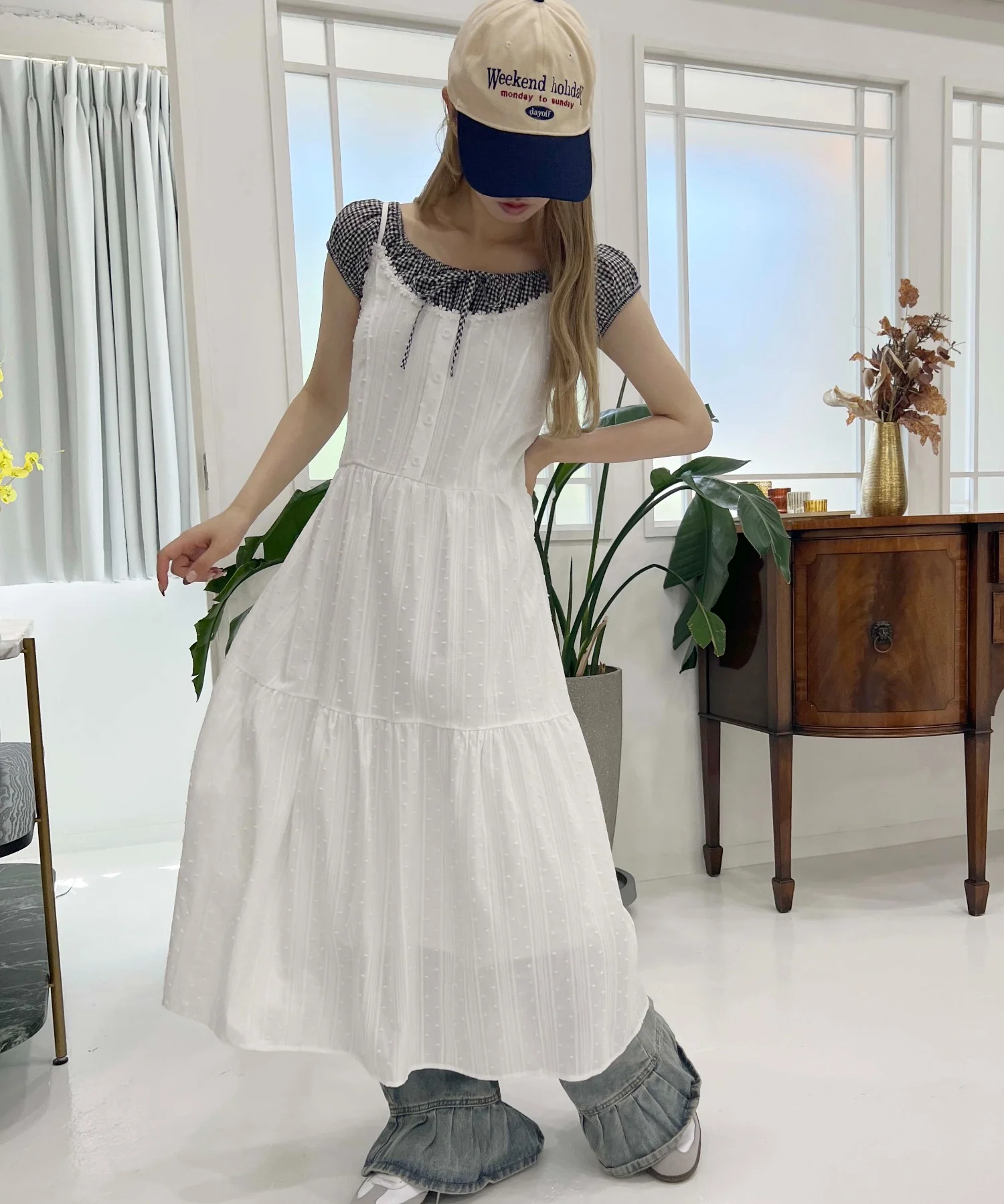 コットンレースロングキャミワンピース - Image 3
