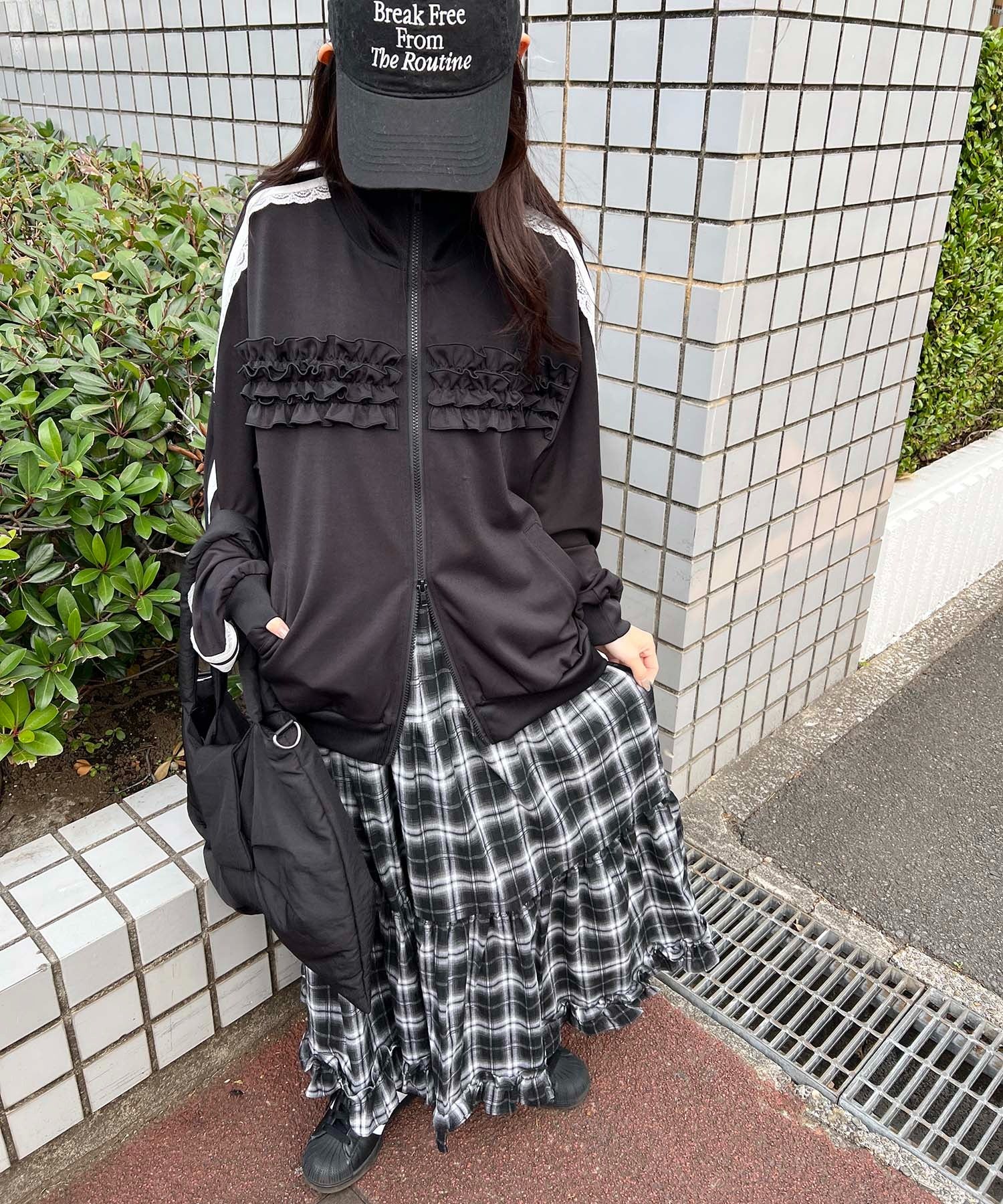 オンブレチェックティアードロングスカート - Image 8