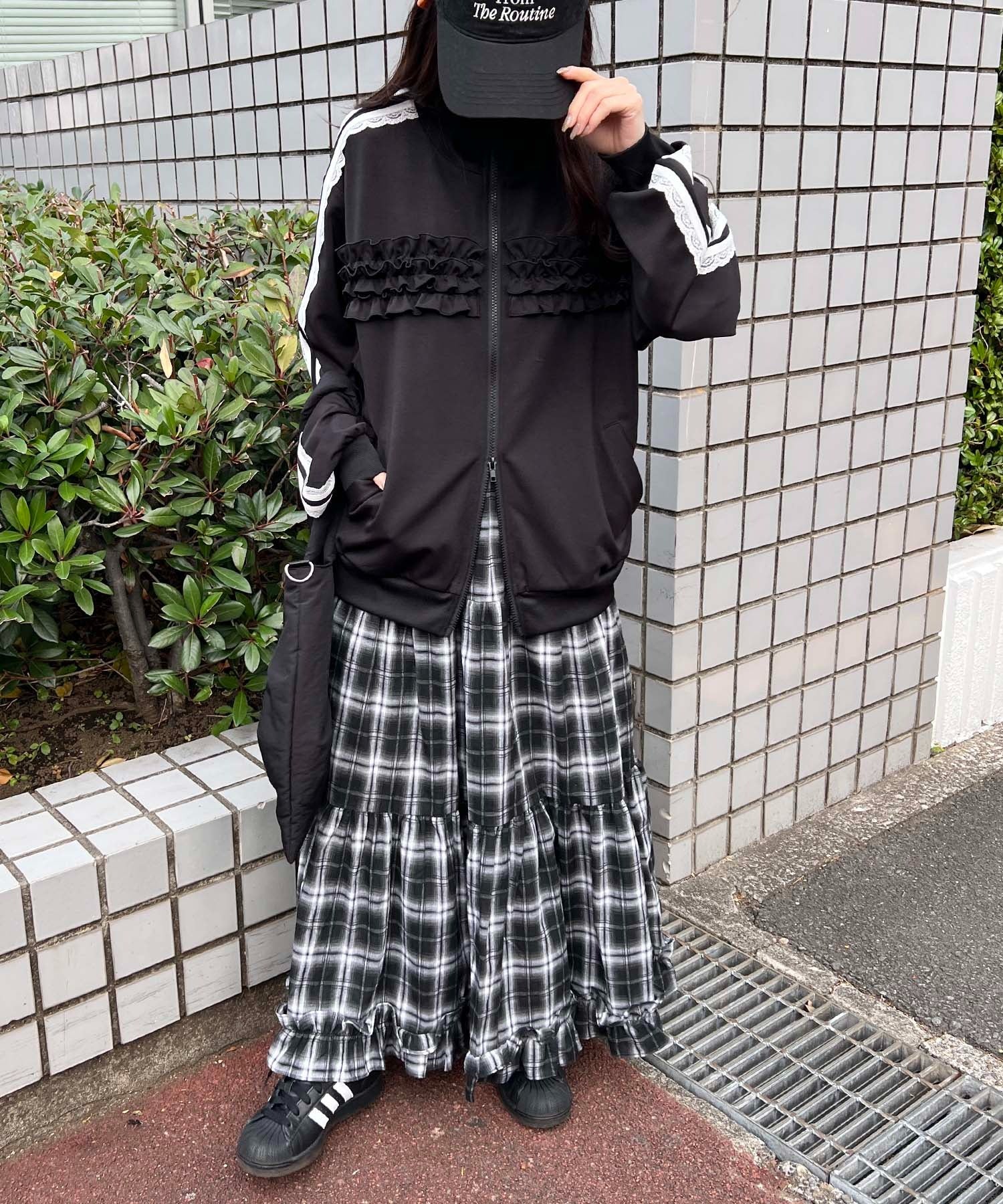 オンブレチェックティアードロングスカート - Image 9