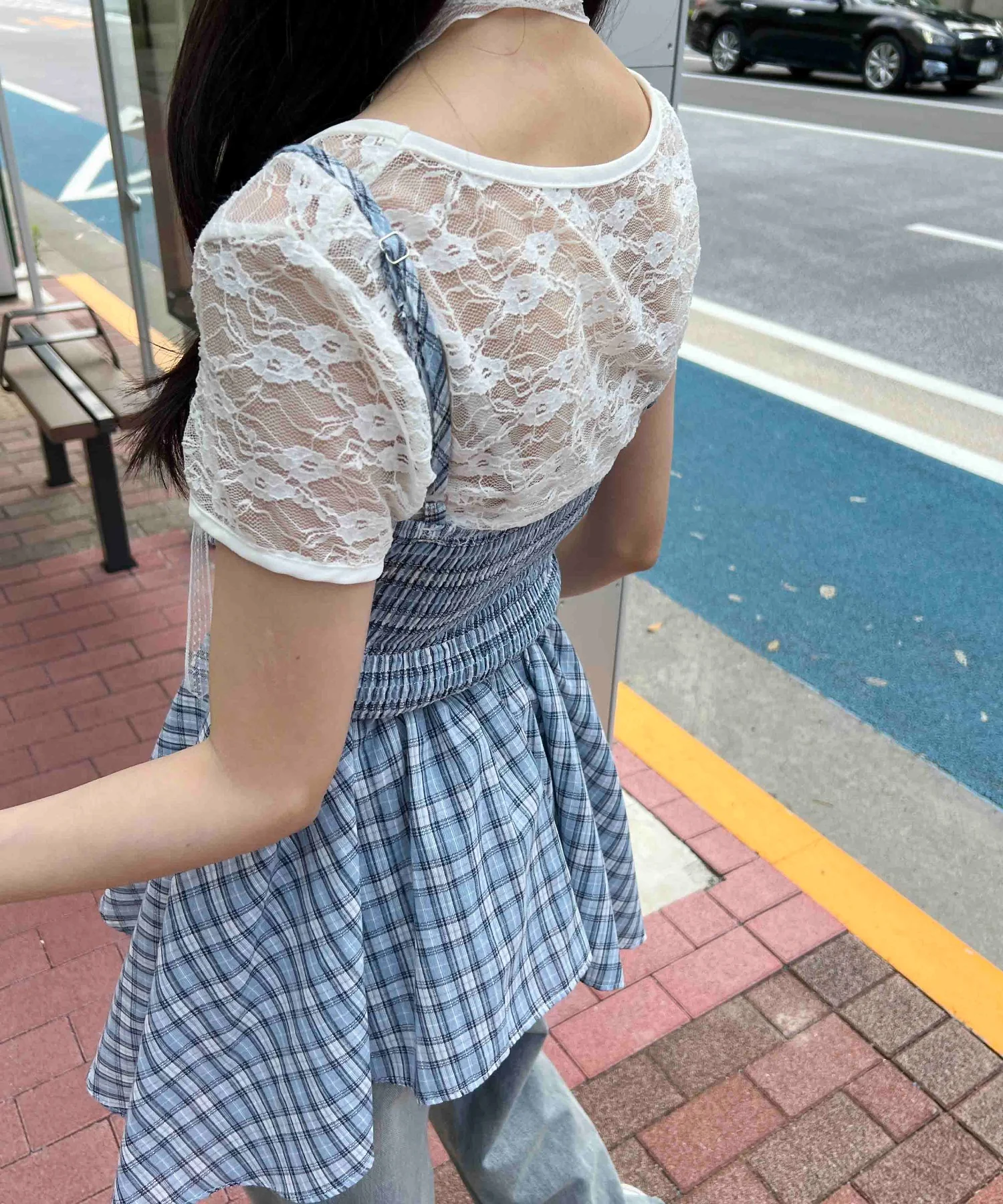 レースチョーカーセットチェックイレヘムキャミワンピース - Image 16
