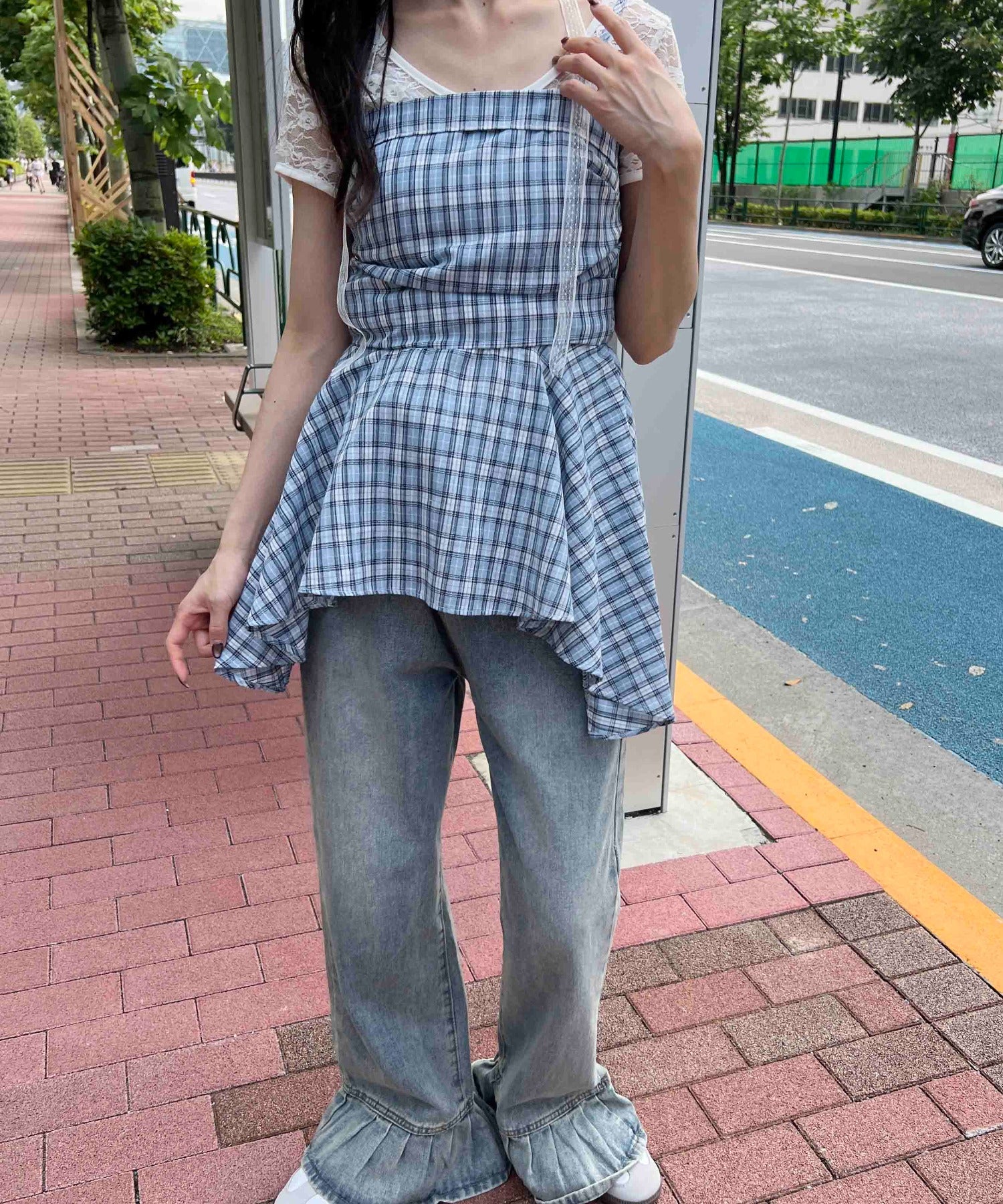 レースチョーカーセットチェックイレヘムキャミワンピース - Image 17