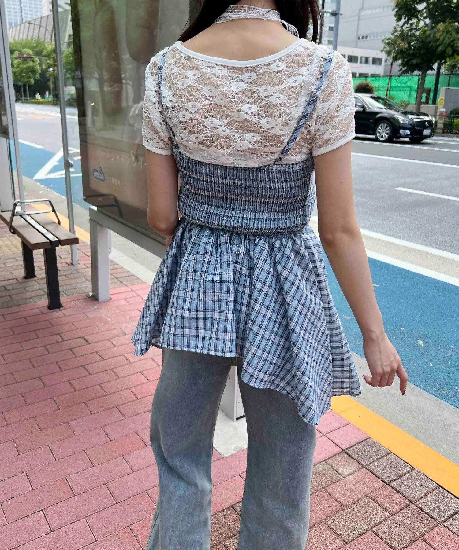 レースチョーカーセットチェックイレヘムキャミワンピース - Image 18