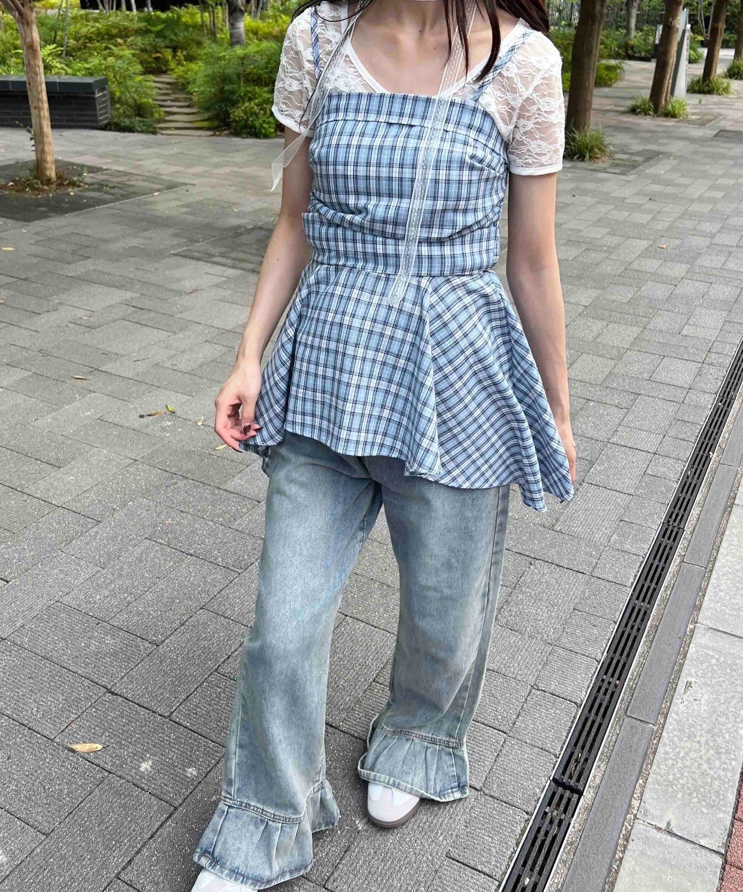 レースチョーカーセットチェックイレヘムキャミワンピース - Image 19