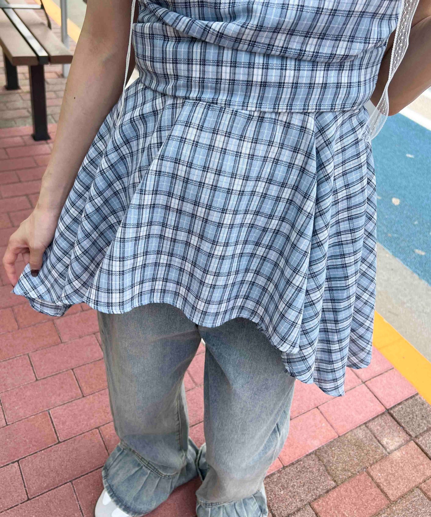 レースチョーカーセットチェックイレヘムキャミワンピース - Image 20