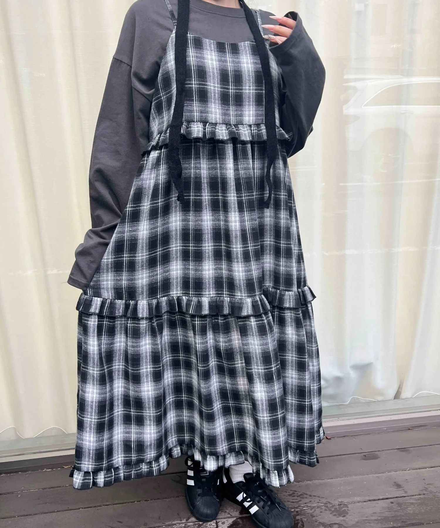 ネルチェックロングキャミワンピース - Image 2