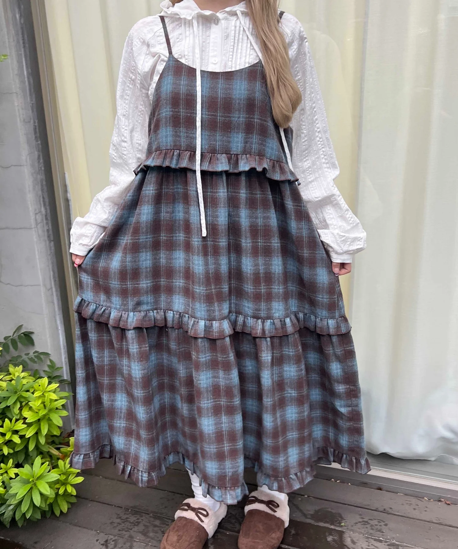 ネルチェックロングキャミワンピース - Image 3