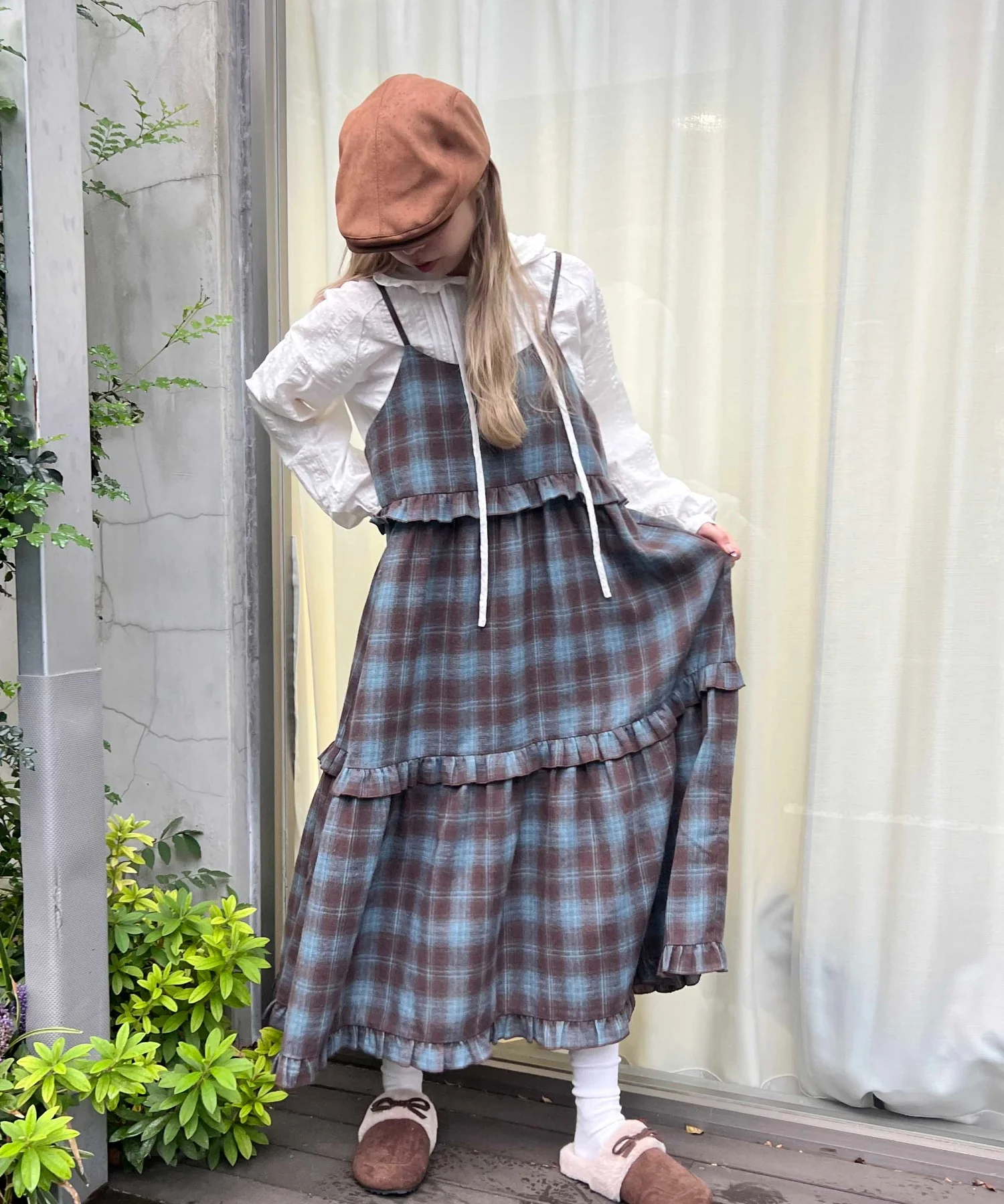 ネルチェックロングキャミワンピース - Image 4