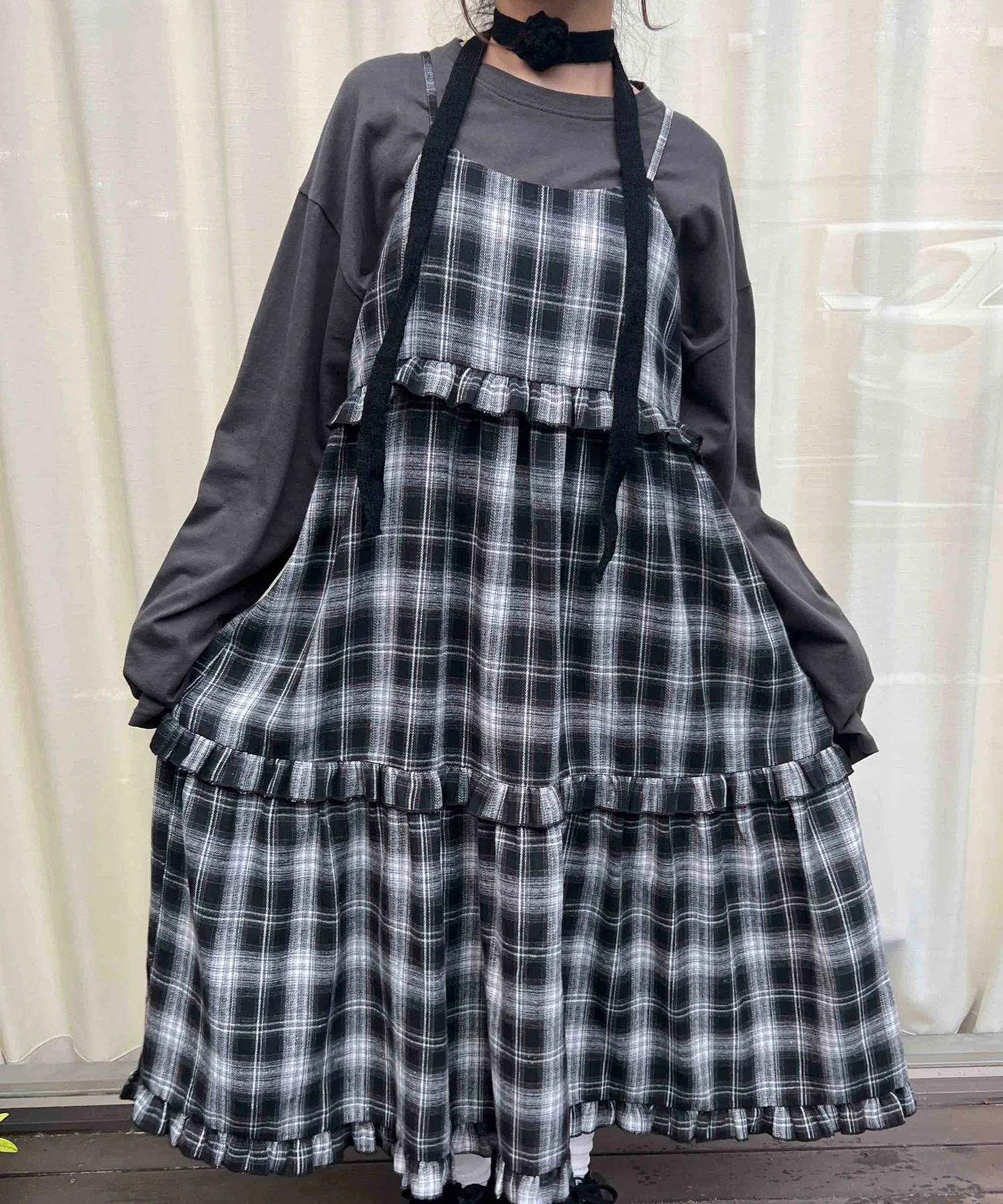 ネルチェックロングキャミワンピース - Image 7