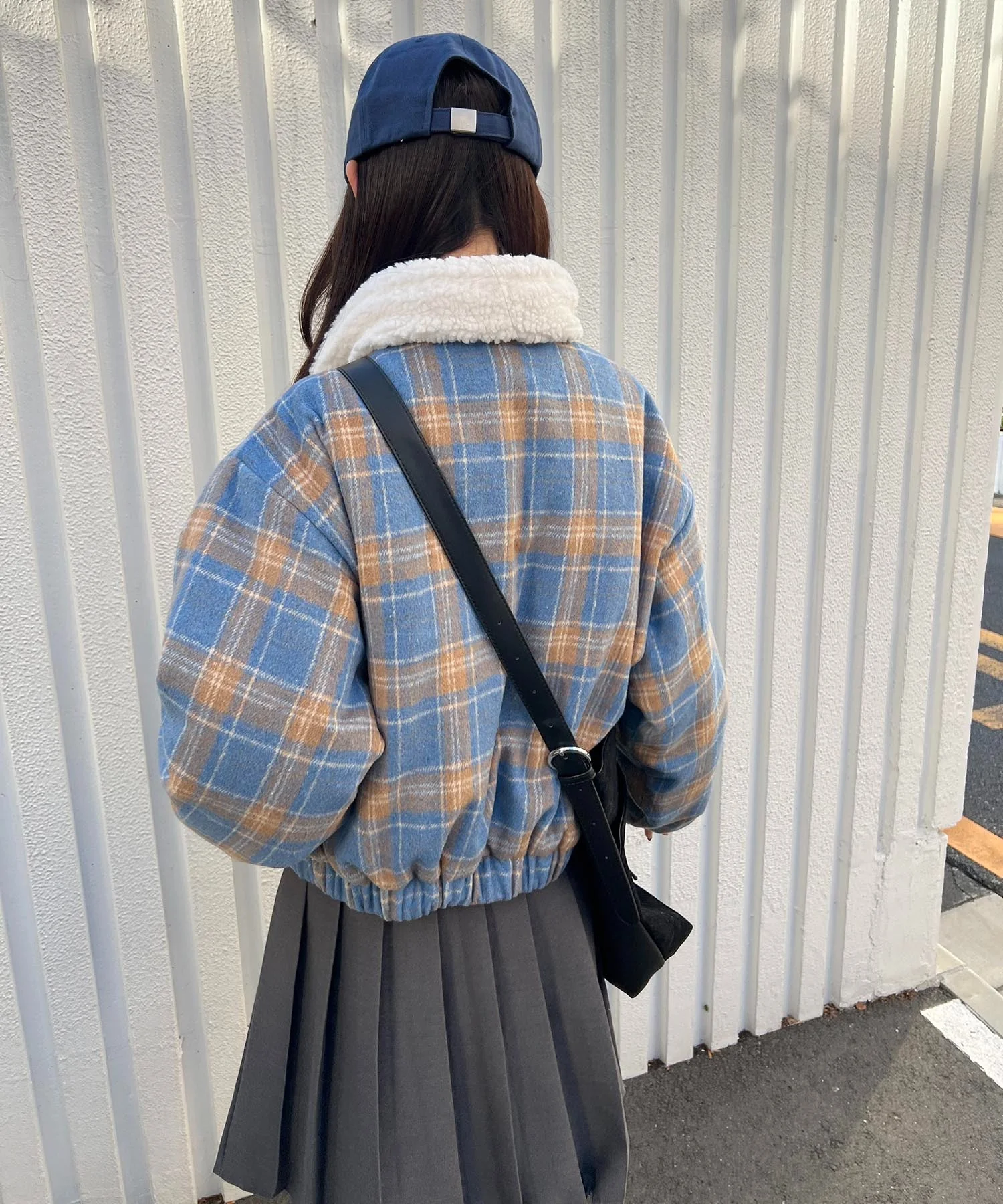 ボア襟チェック柄ブルゾン - Image 6