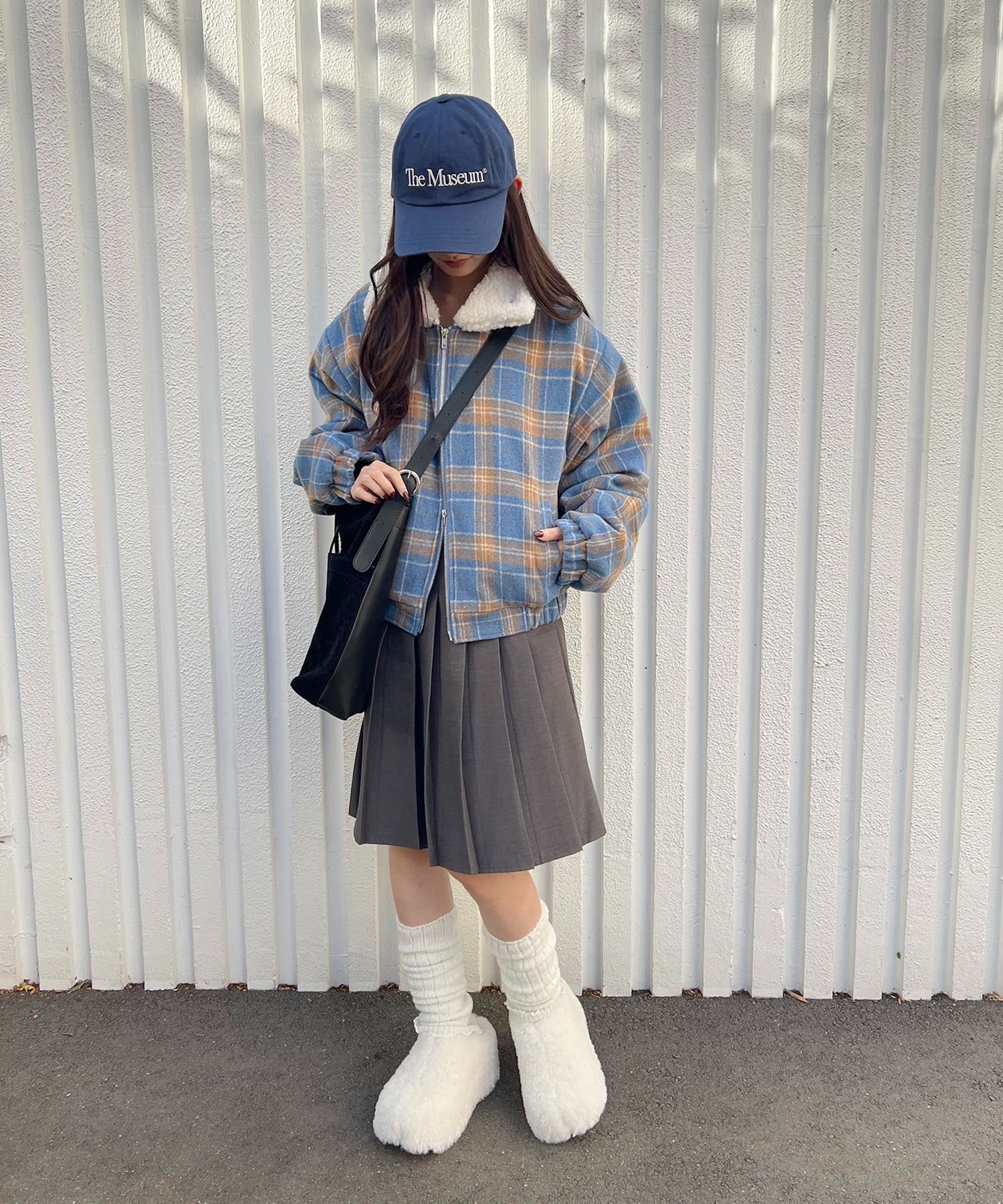 ボア襟チェック柄ブルゾン - Image 8