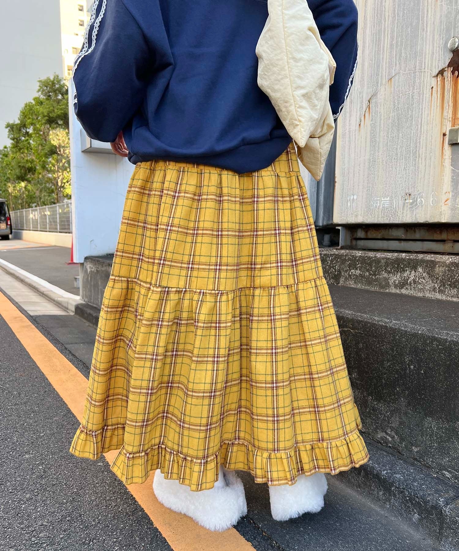 チェックティアードロングスカート - Image 4