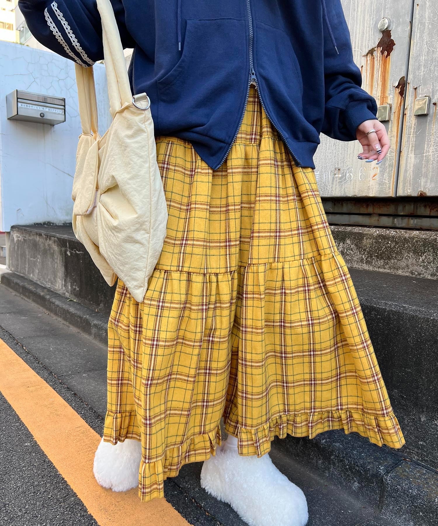 チェックティアードロングスカート - Image 8