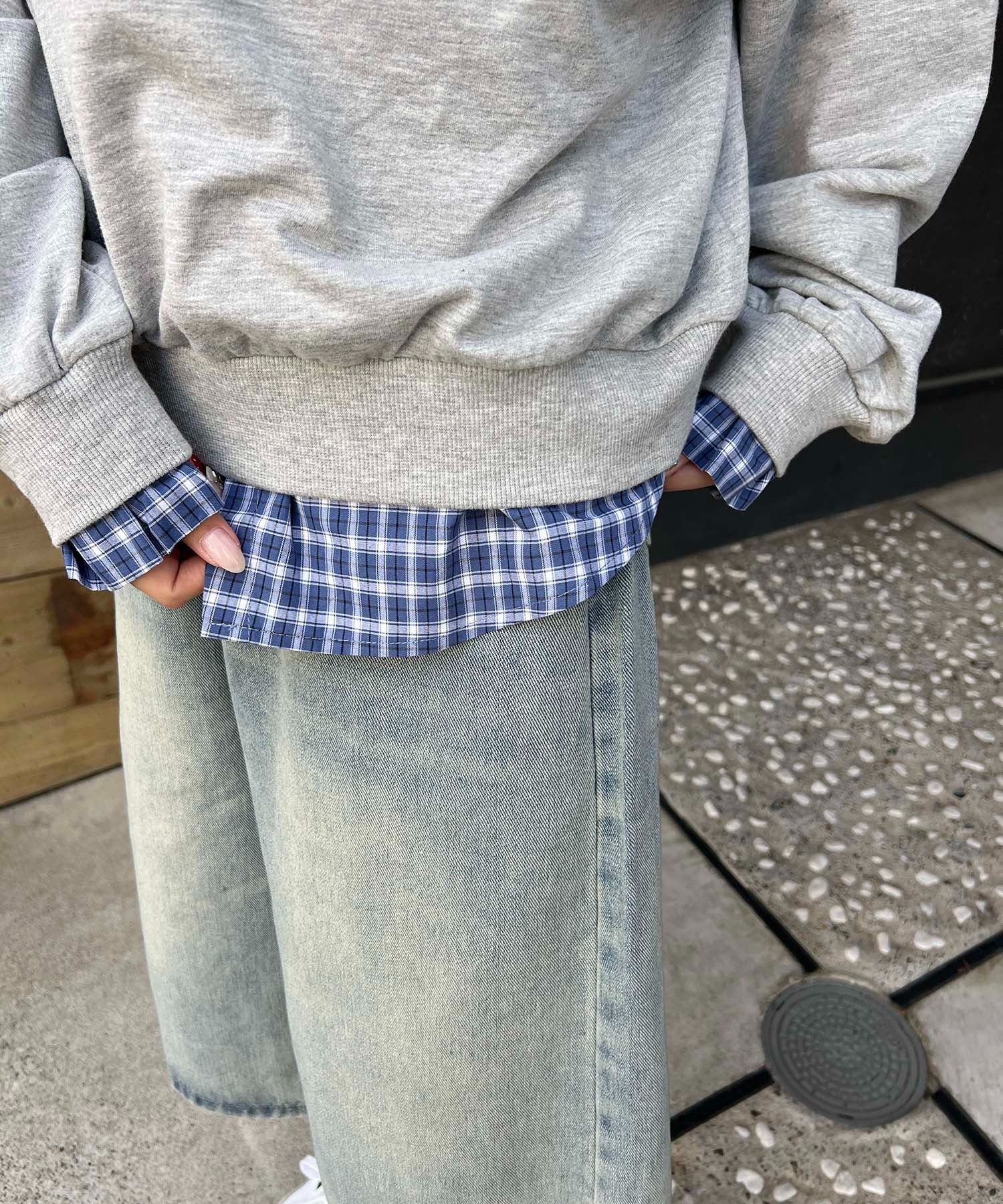 チェックレイヤードワンショルスウェット - Image 11
