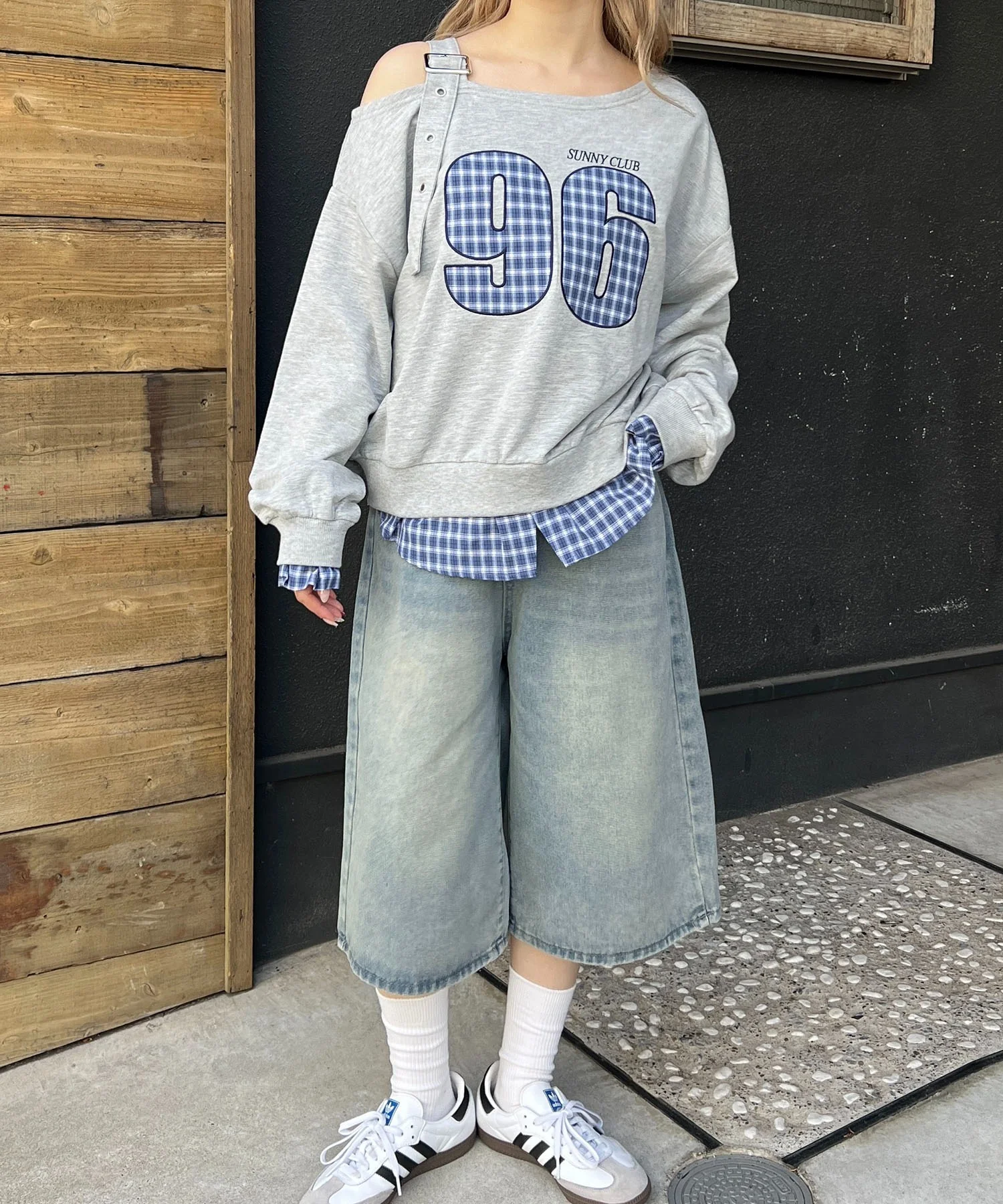 チェックレイヤードワンショルスウェット - Image 6