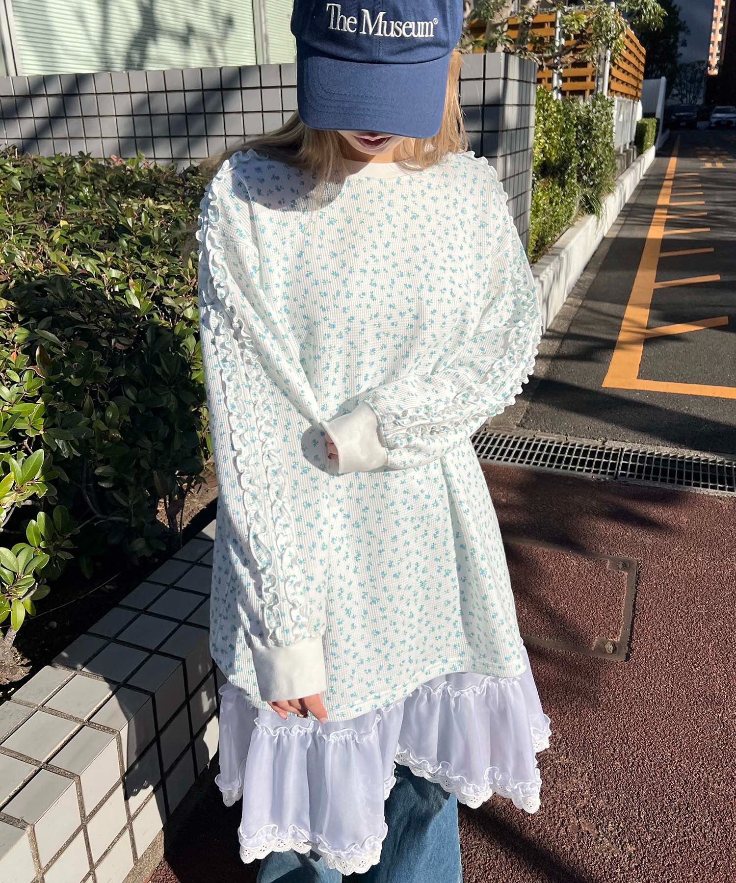 フリルラインフラワーワッフルロンT - Image 15