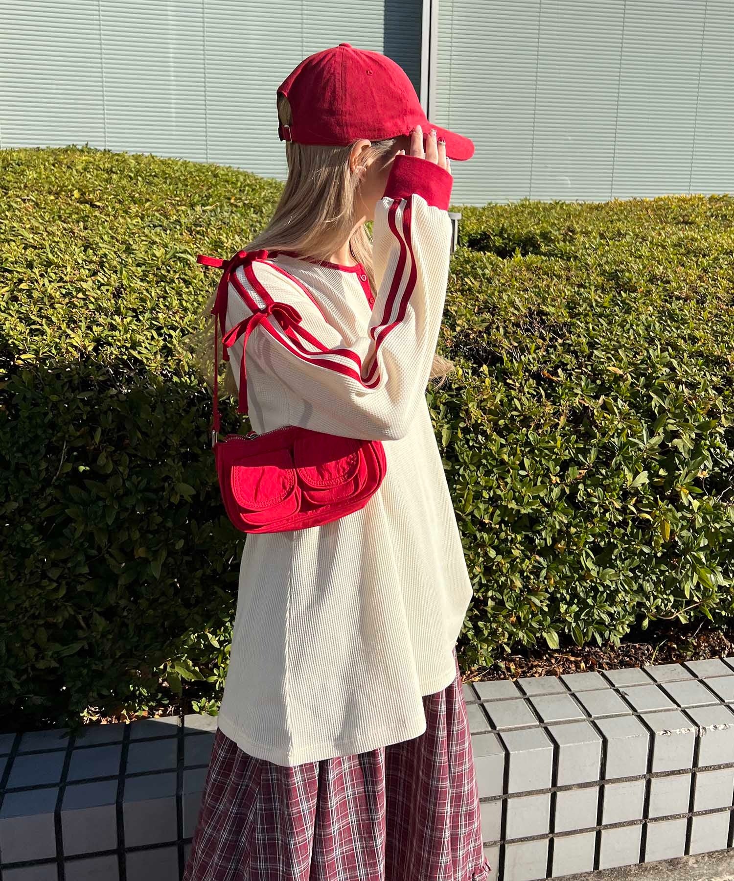 ヘンリーネックリボンラインワッフルロンT - Image 14