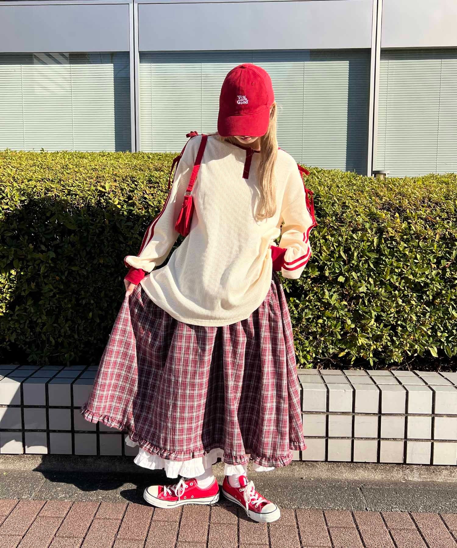 ヘンリーネックリボンラインワッフルロンT - Image 15