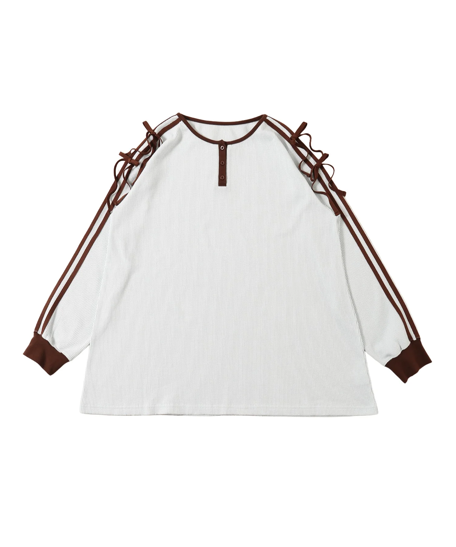 ヘンリーネックリボンラインワッフルロンT - Image 17