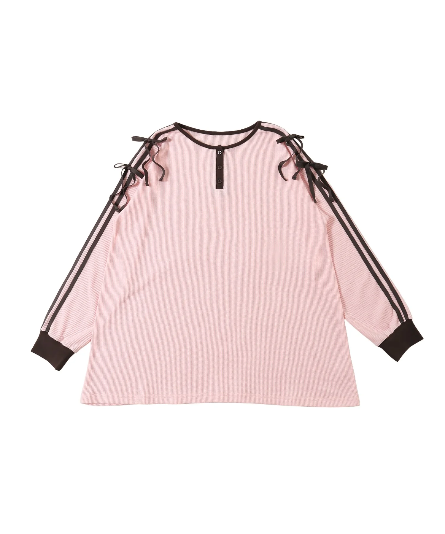 ヘンリーネックリボンラインワッフルロンT - Image 18