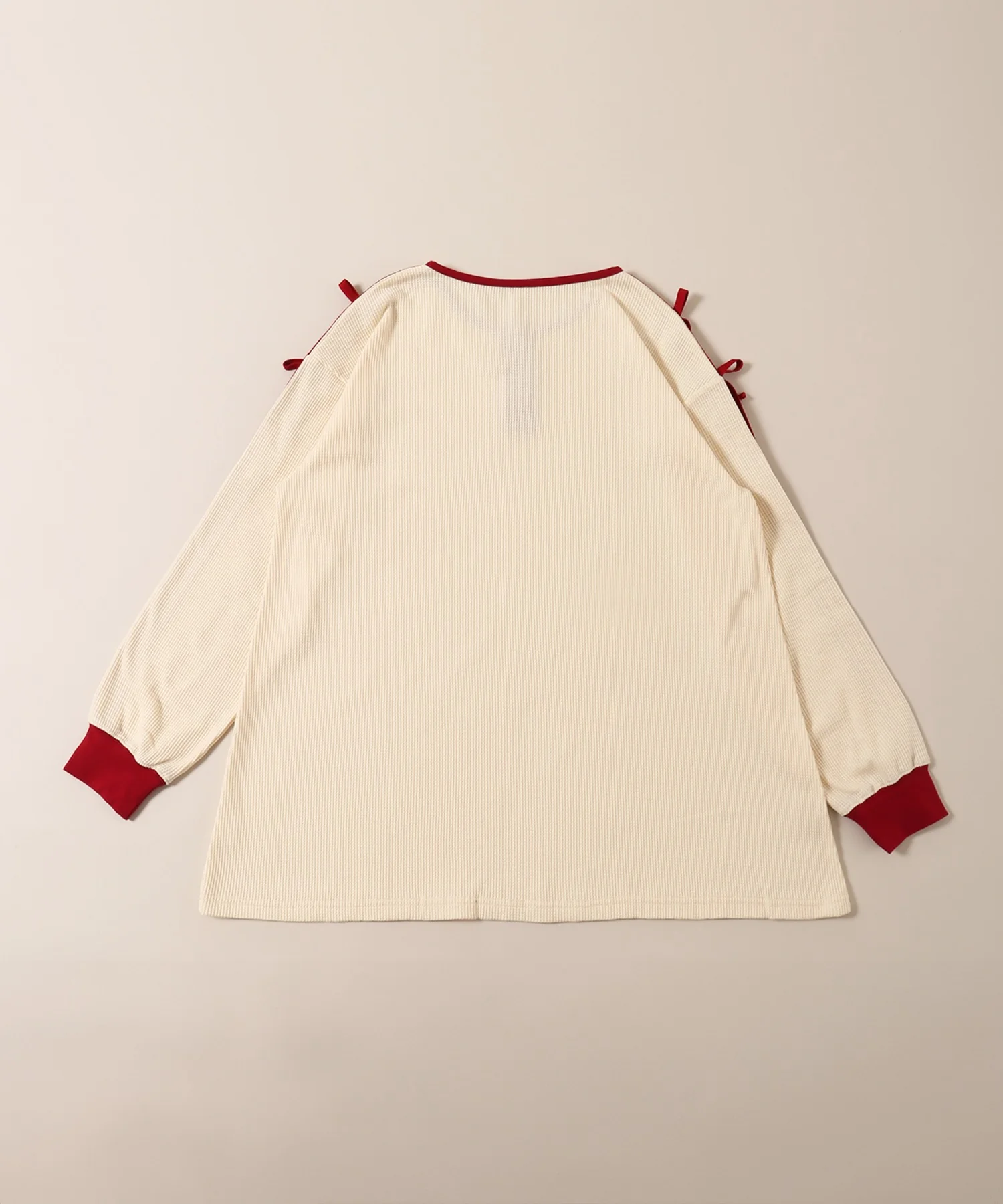 ヘンリーネックリボンラインワッフルロンT - Image 20