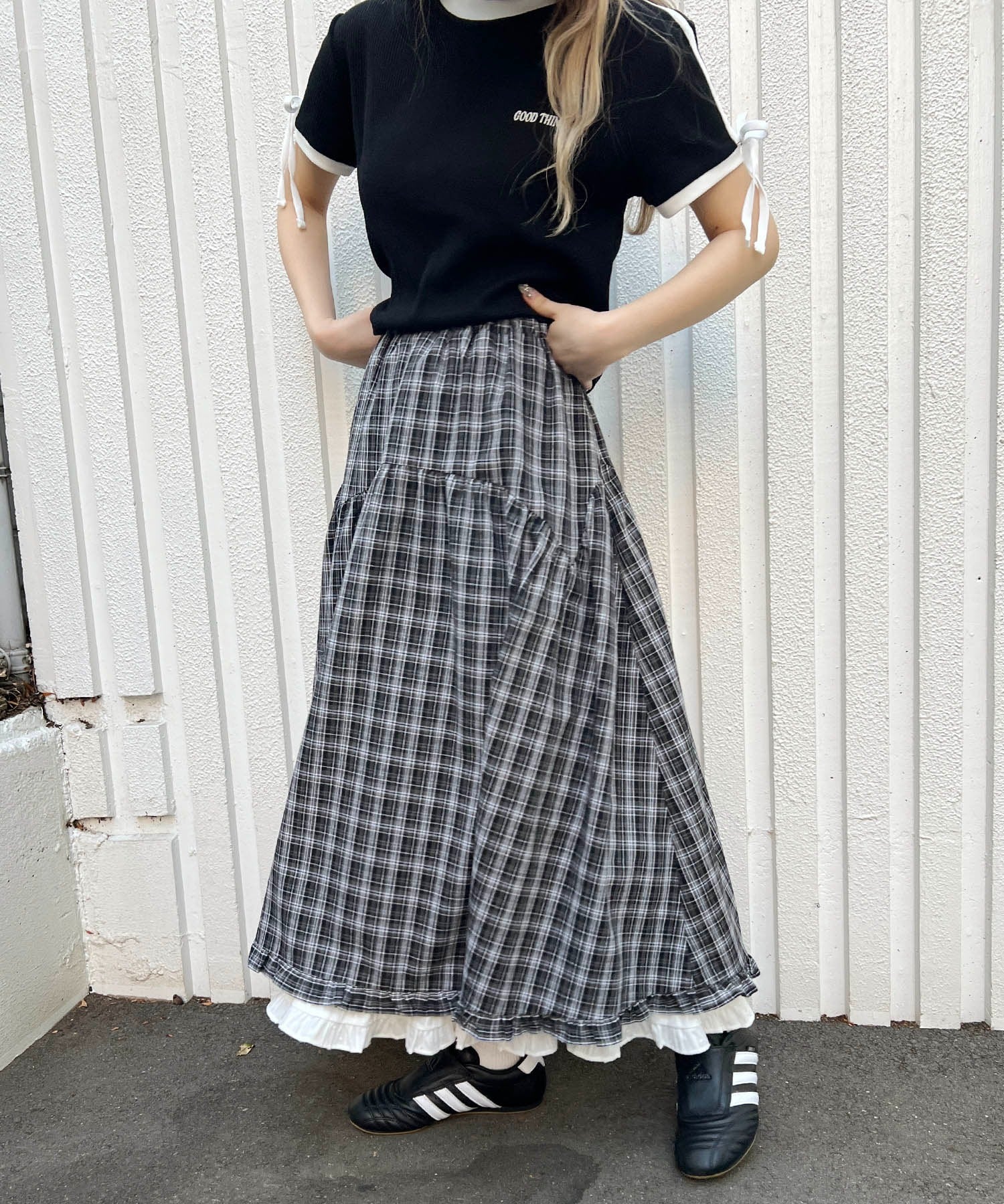 フリルレイヤードチェックロングスカート - Image 12