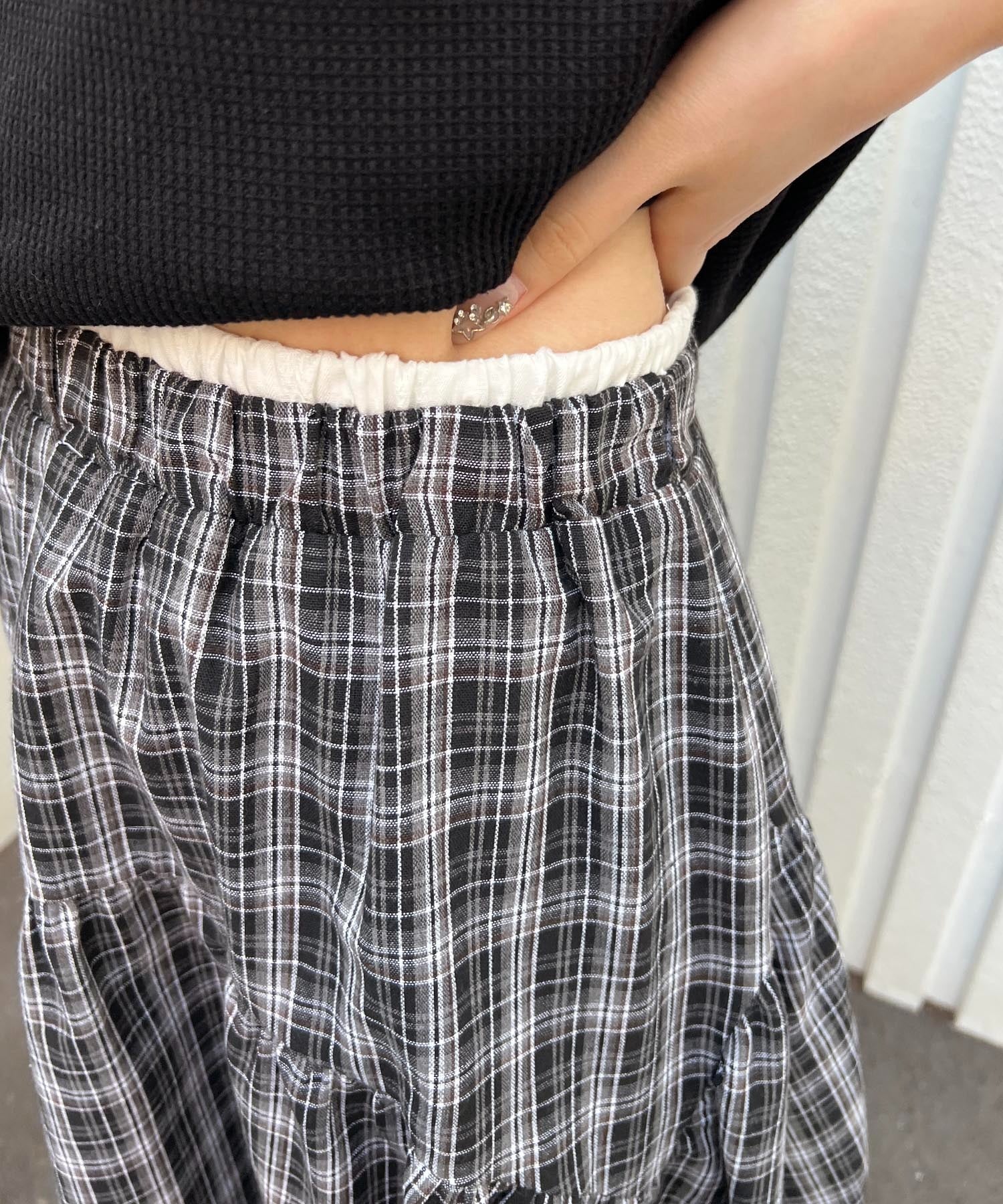 フリルレイヤードチェックロングスカート - Image 15