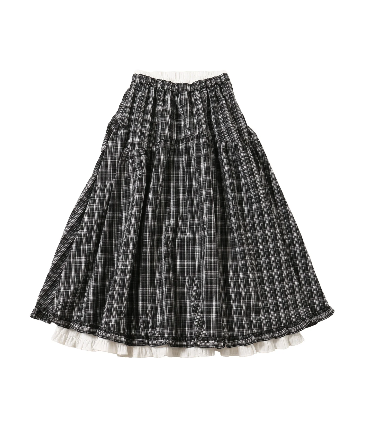 フリルレイヤードチェックロングスカート - Image 18
