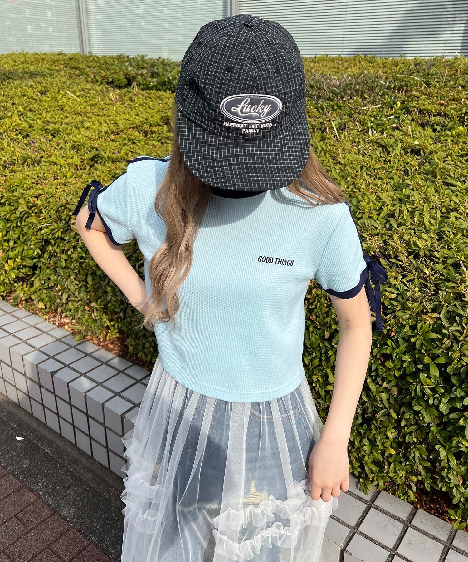 リボンポイント2ラインワッフルTシャツ - Image 15