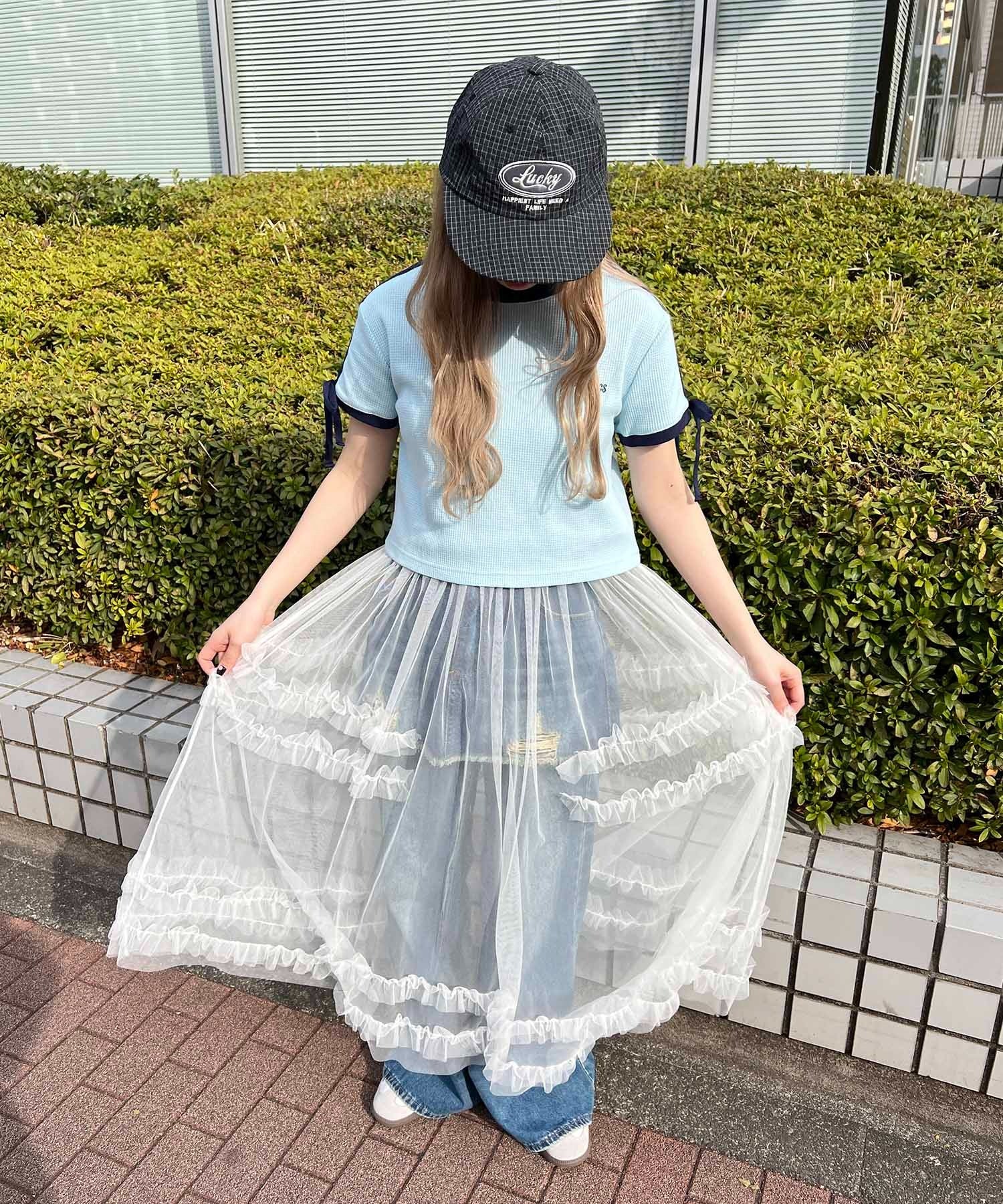 リボンポイント2ラインワッフルTシャツ - Image 18