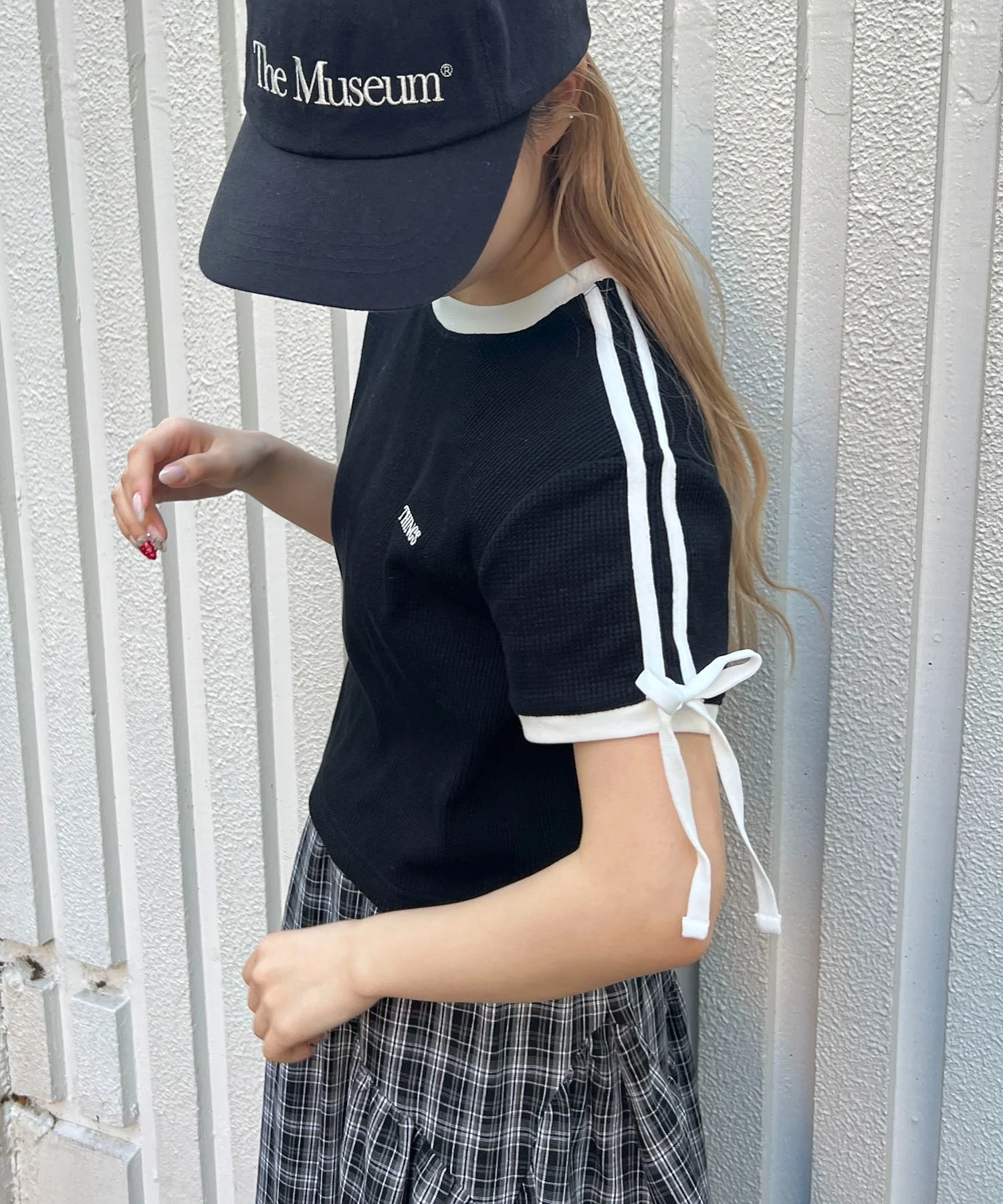 リボンポイント2ラインワッフルTシャツ - Image 29
