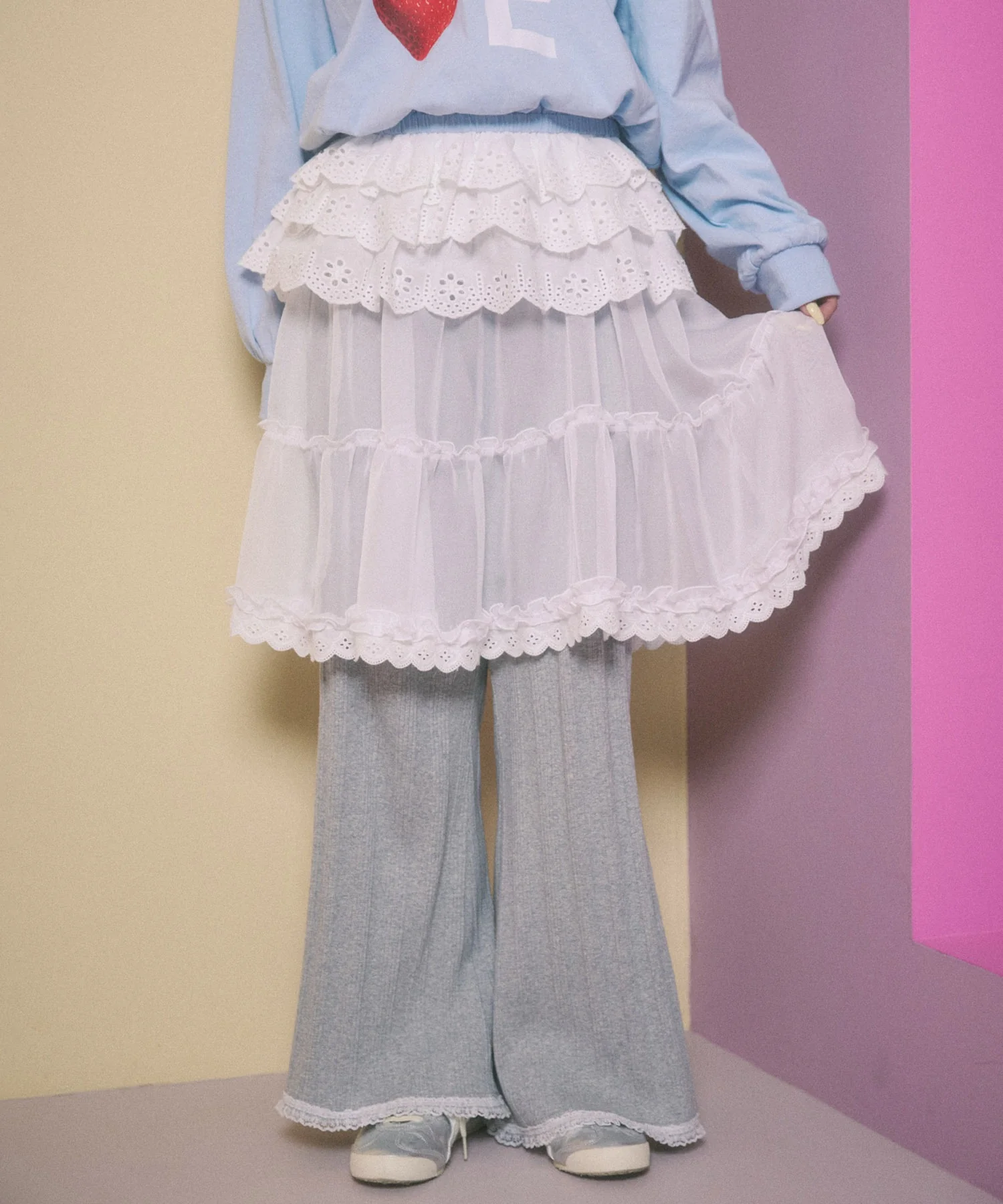 レースヘムワイドパンツ - Image 4