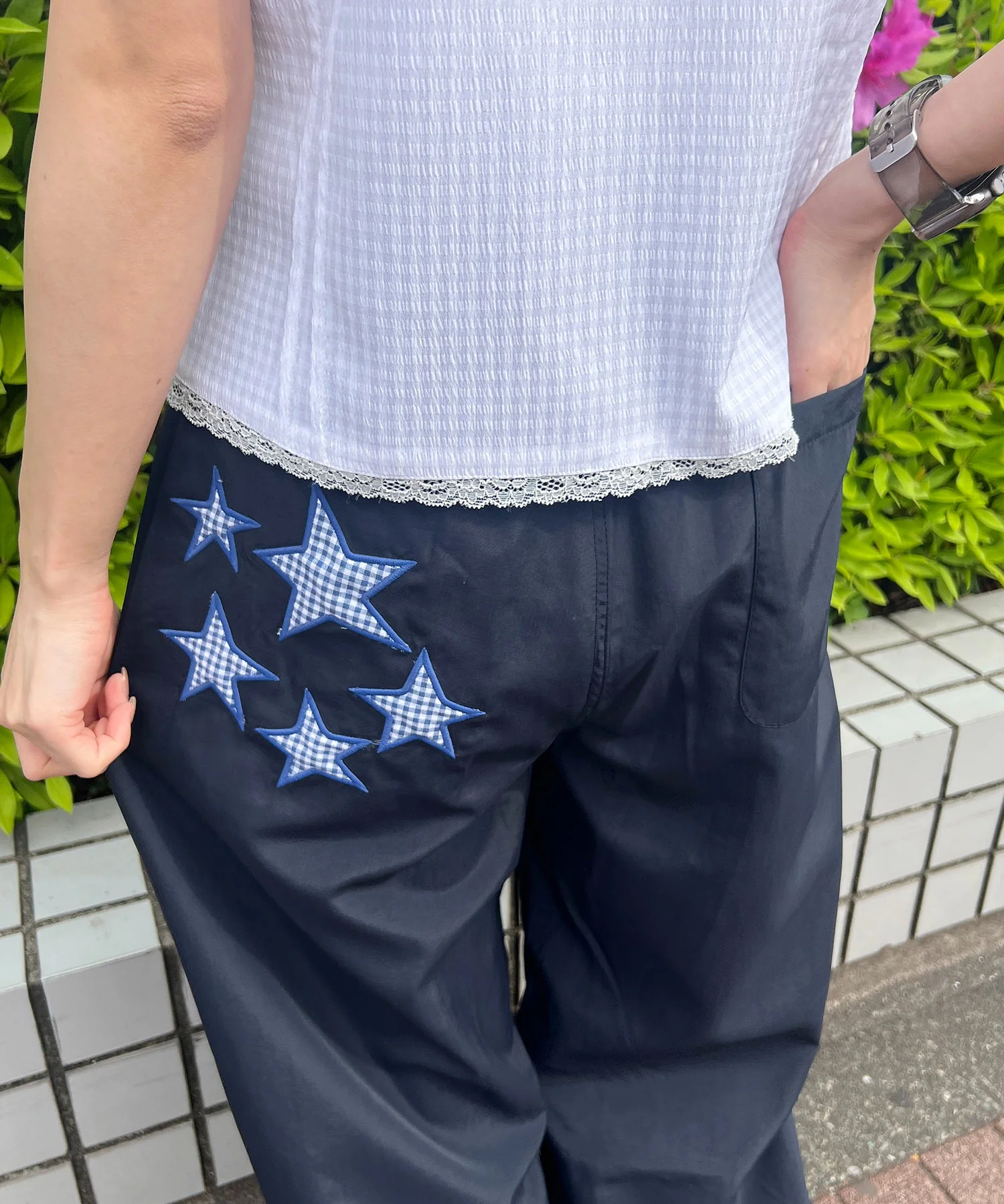 スターパッチタックワイドパンツ - Image 9