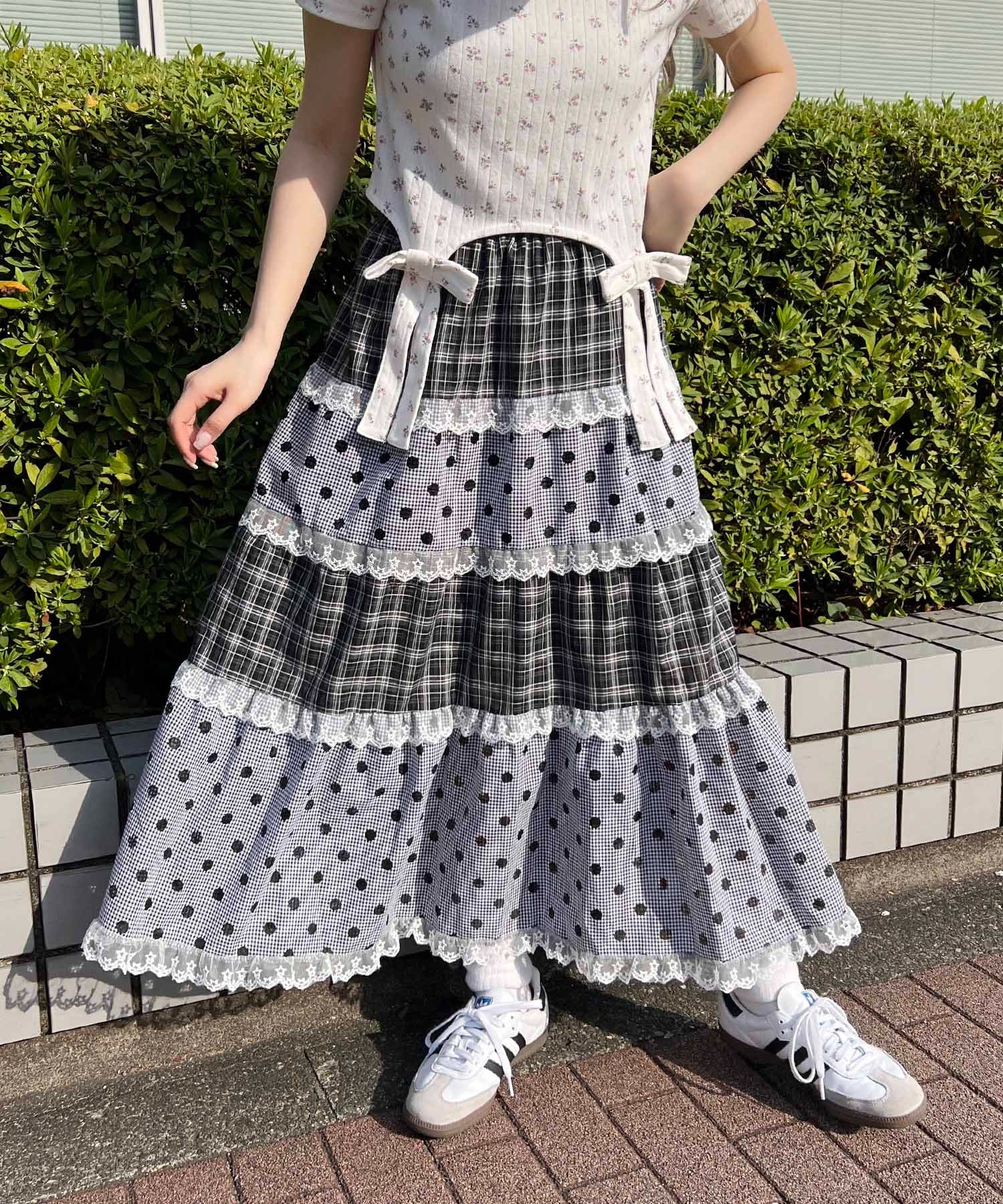 アソートパッチワークフリルロングスカート - Image 10