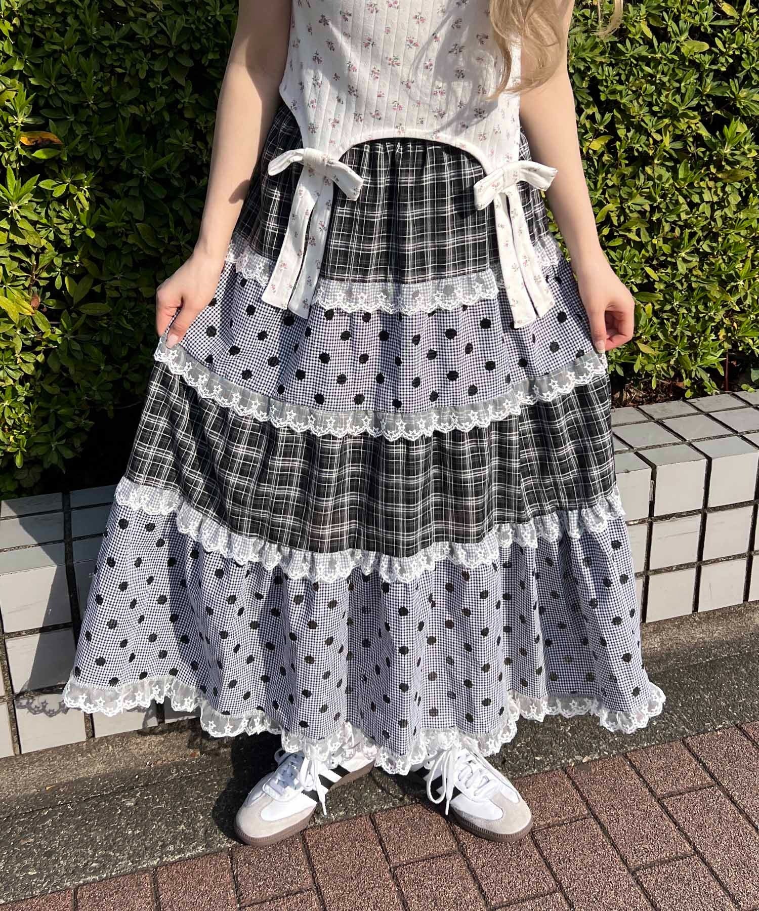 アソートパッチワークフリルロングスカート - Image 11