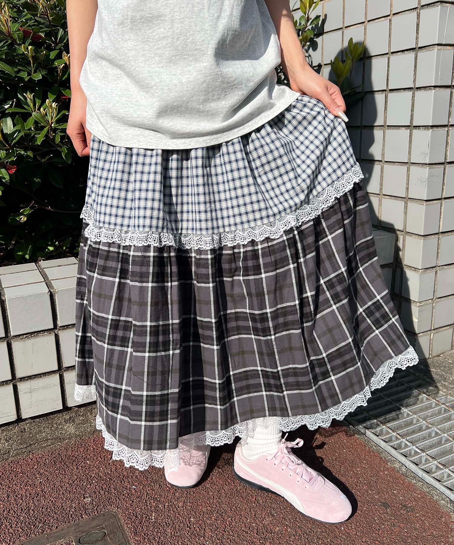 アソートパッチワークフリルロングスカート - Image 3
