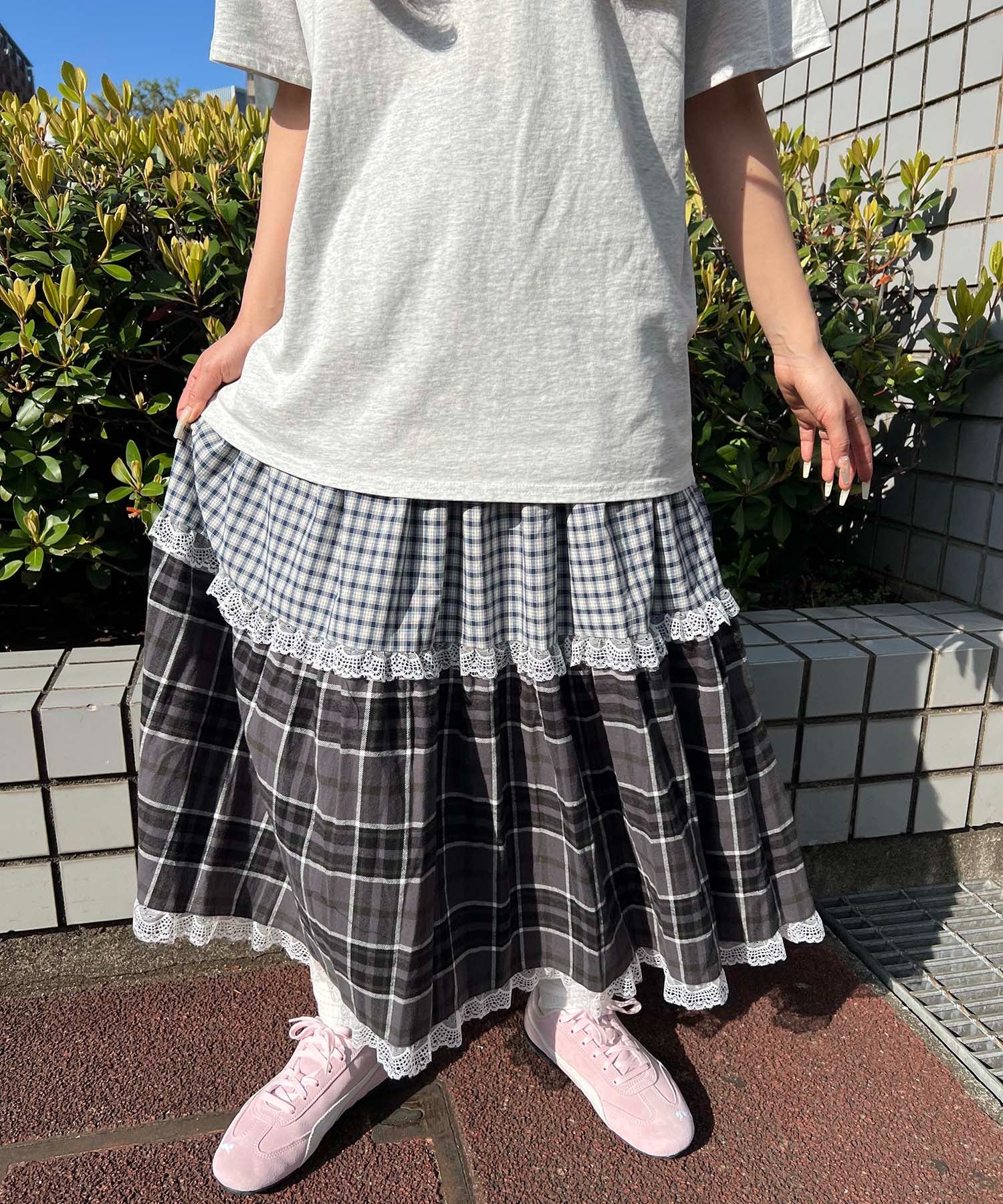 アソートパッチワークフリルロングスカート - Image 4