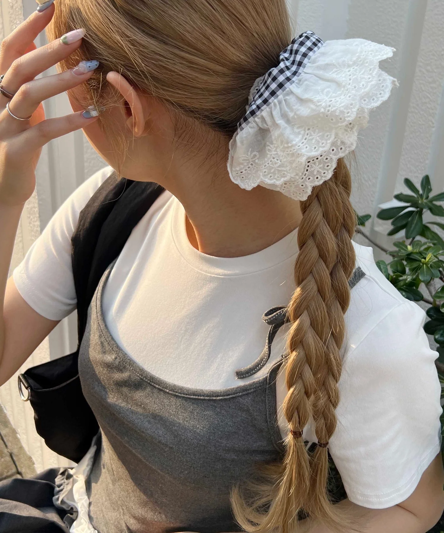 レースポイントギンガムチェックシュシュ - Image 2
