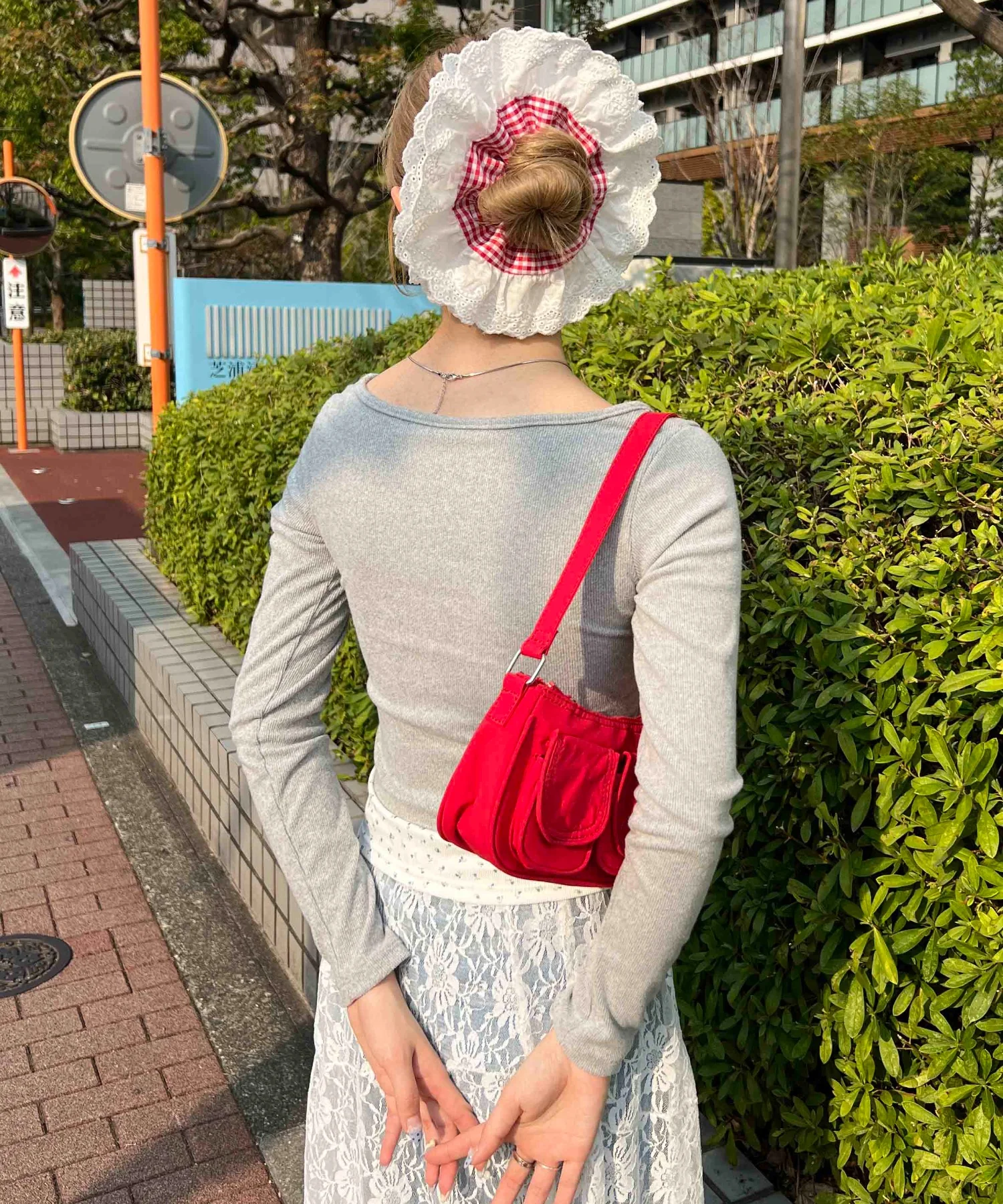 レースポイントギンガムチェックシュシュ - Image 6