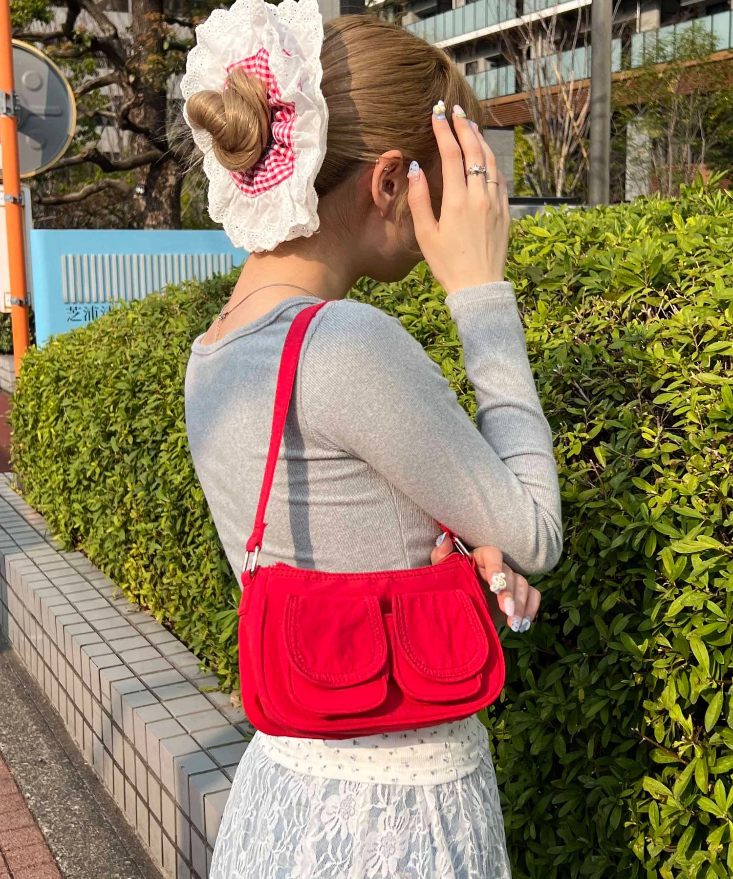 レースポイントギンガムチェックシュシュ - Image 7