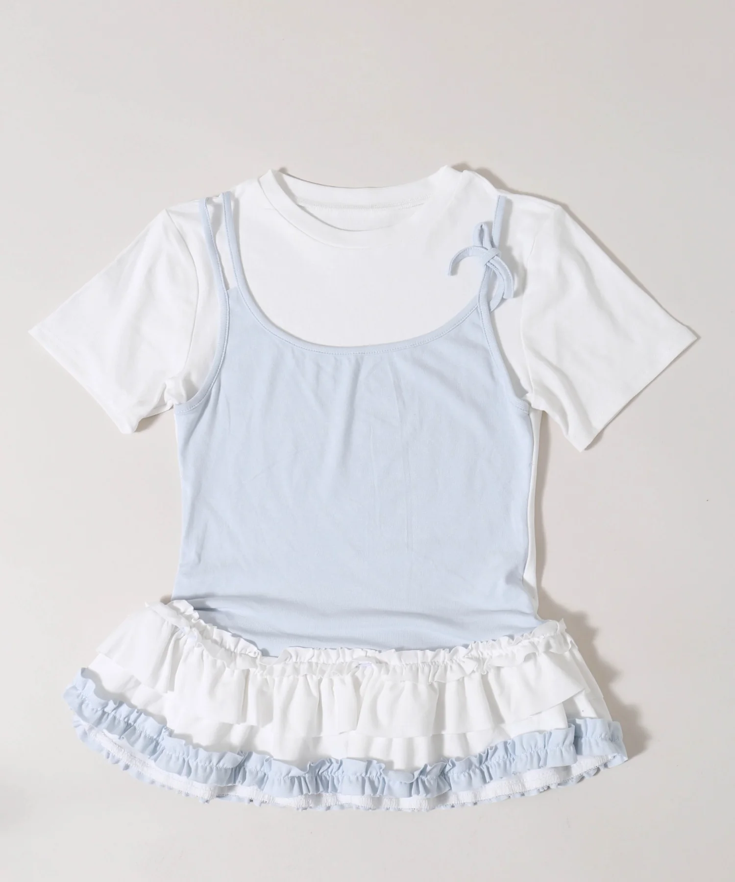 バイカラーレイヤードデザインTシャツ - Image 20