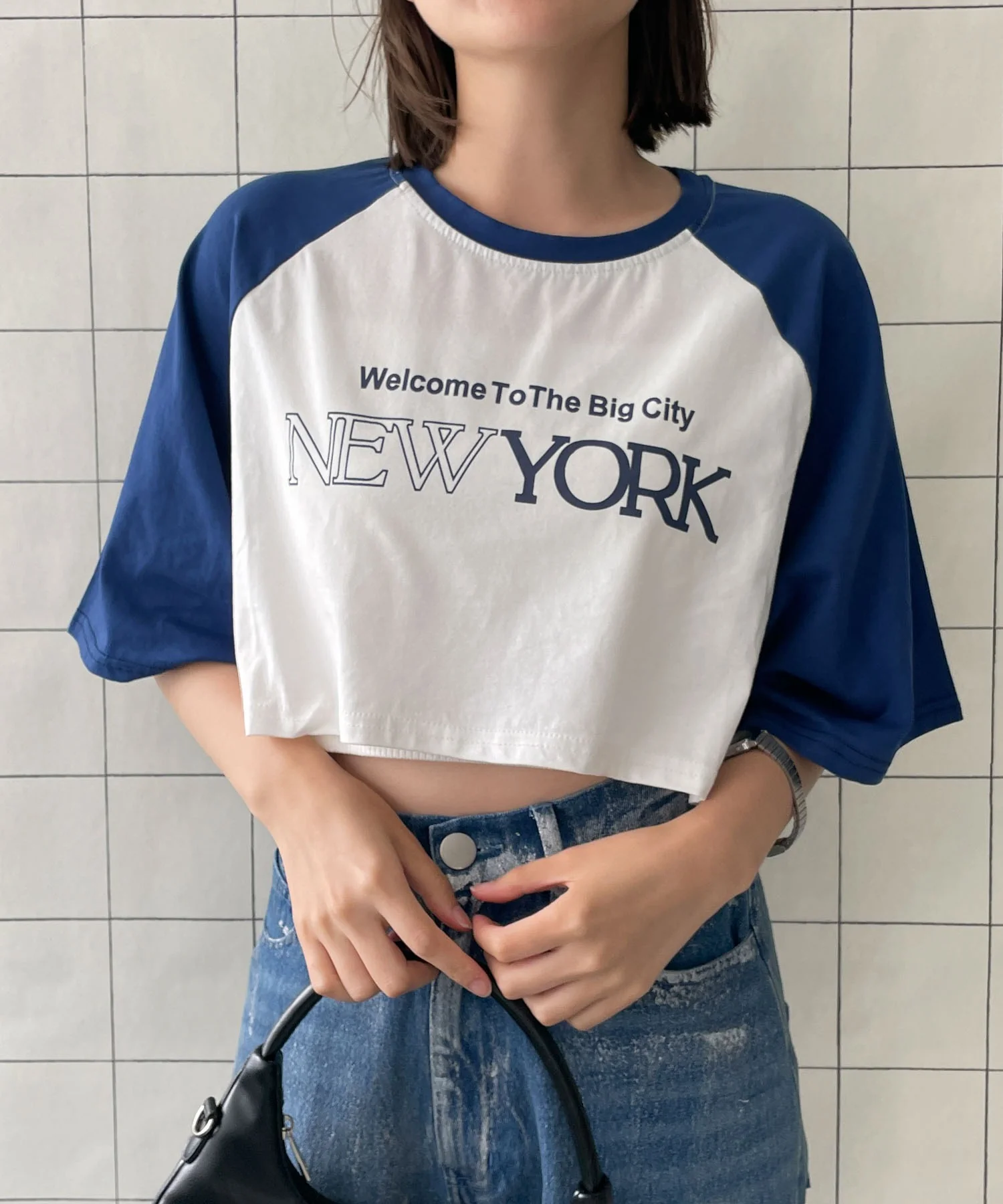 シティロゴラグランショートスリーブTシャツ - Image 5