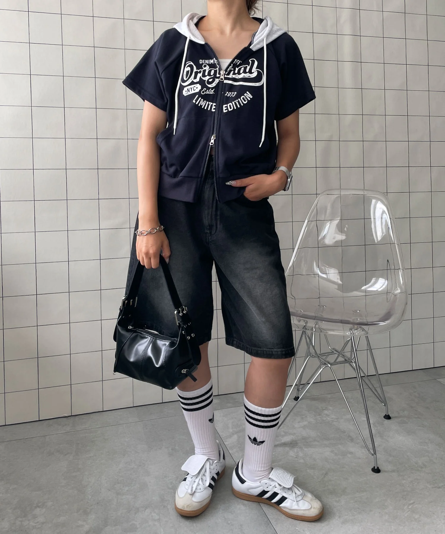 半袖ダブルZIPコンパクトパーカー - Image 10
