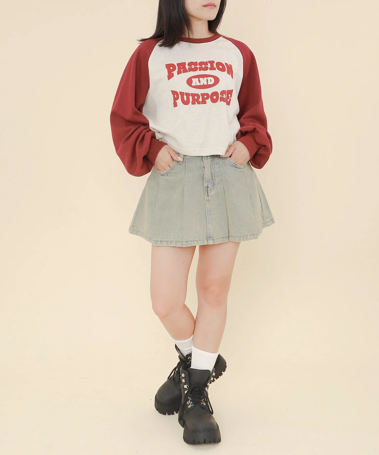 タックデニムミニスカパン - Image 3
